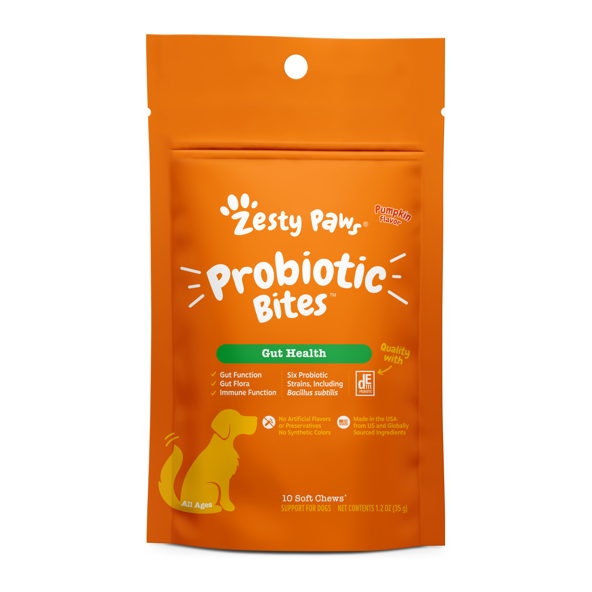 Zesty Paws Pumpkin Probiotic Bites for Dogs 1.2 oz. Count of 10 Petco