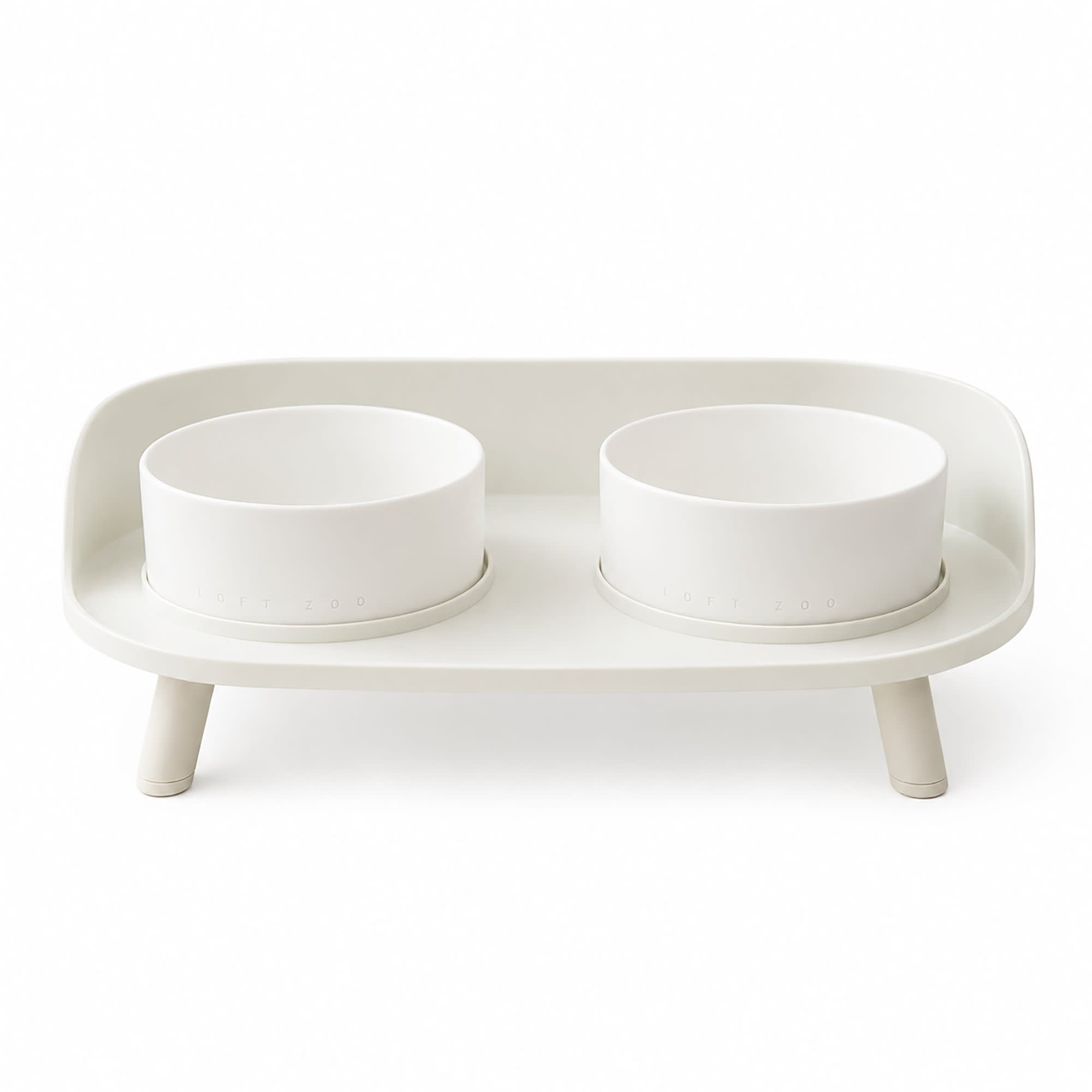 HANAMYA Double Bowl Ceramic Feeder Set for Dogs and Cats, 2 Cups