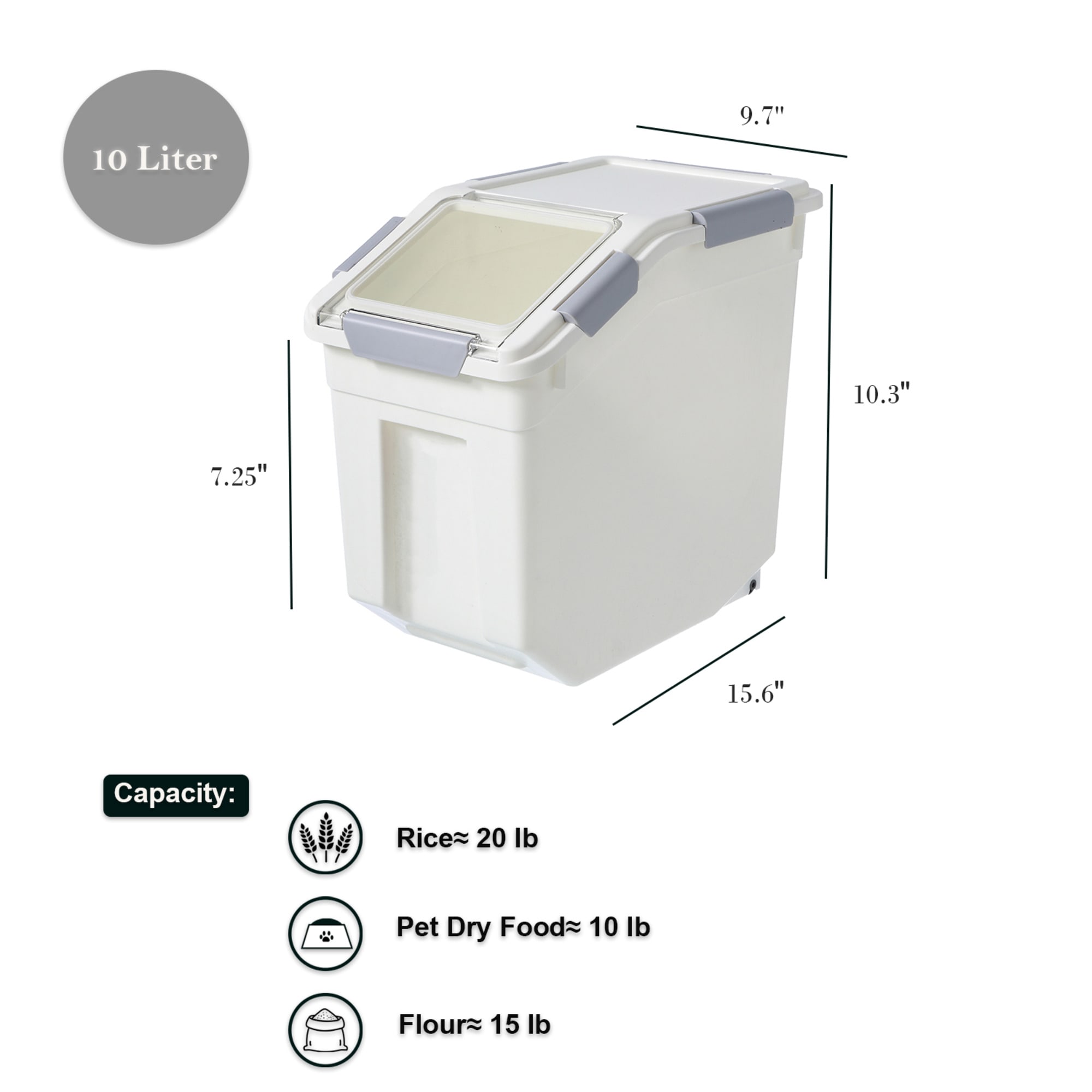 Hanamya 33 Liter Plastic Food Storage Container with Cup in White