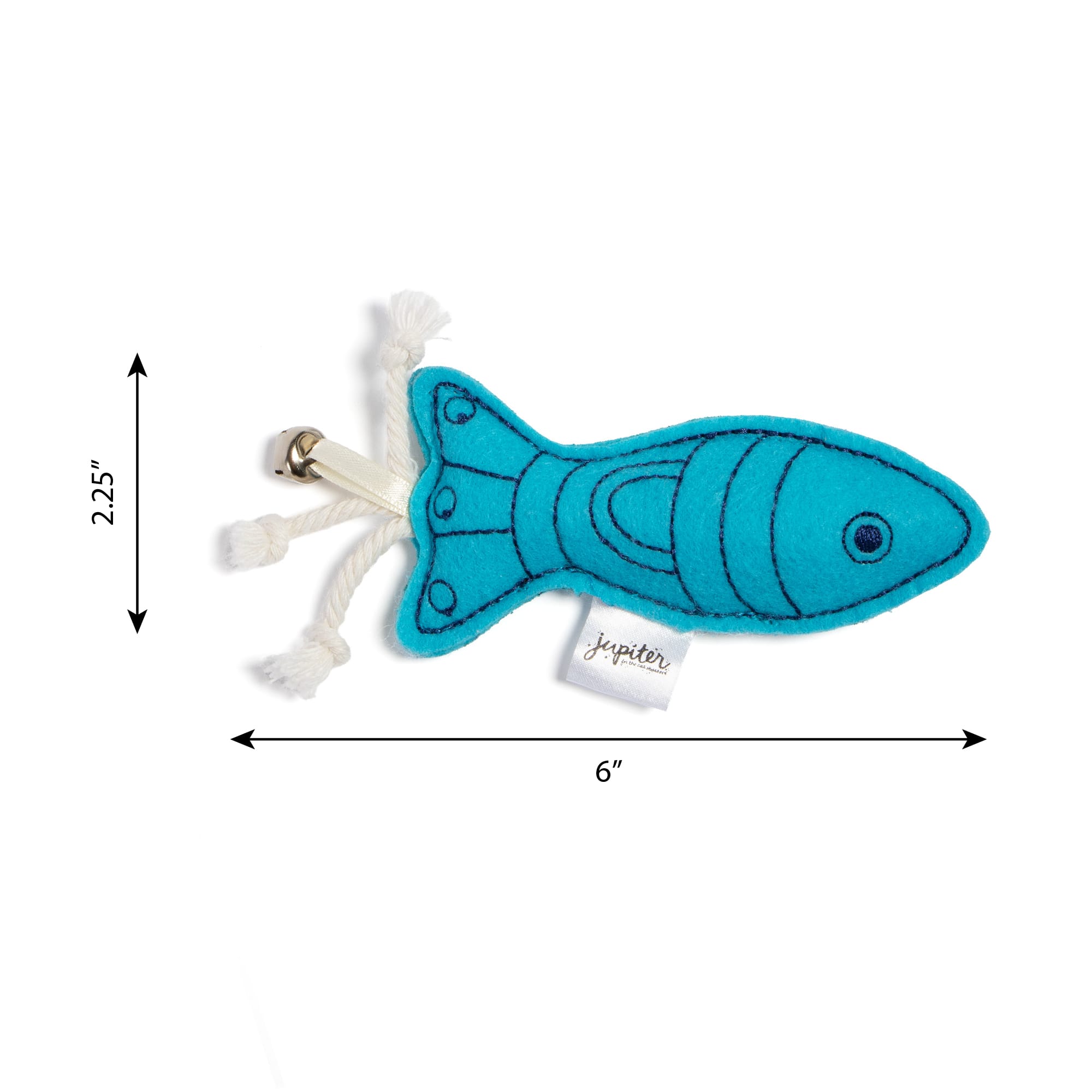 Jupiter Sky Blue Embroidered Felt Fish Catnip Toy, Small | Petco