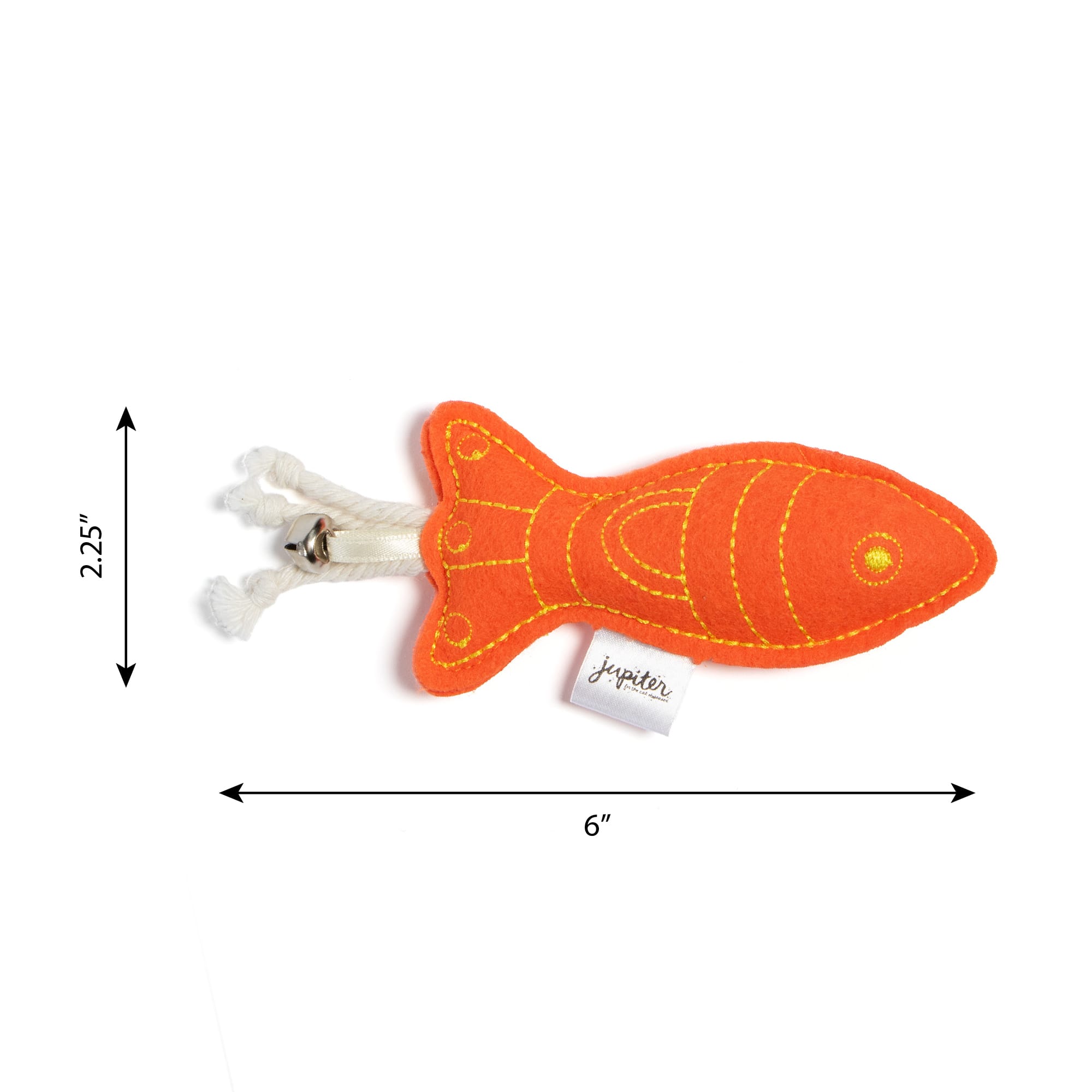 Jupiter Orange Embroidered Felt Fish Catnip Toy, Small Petco