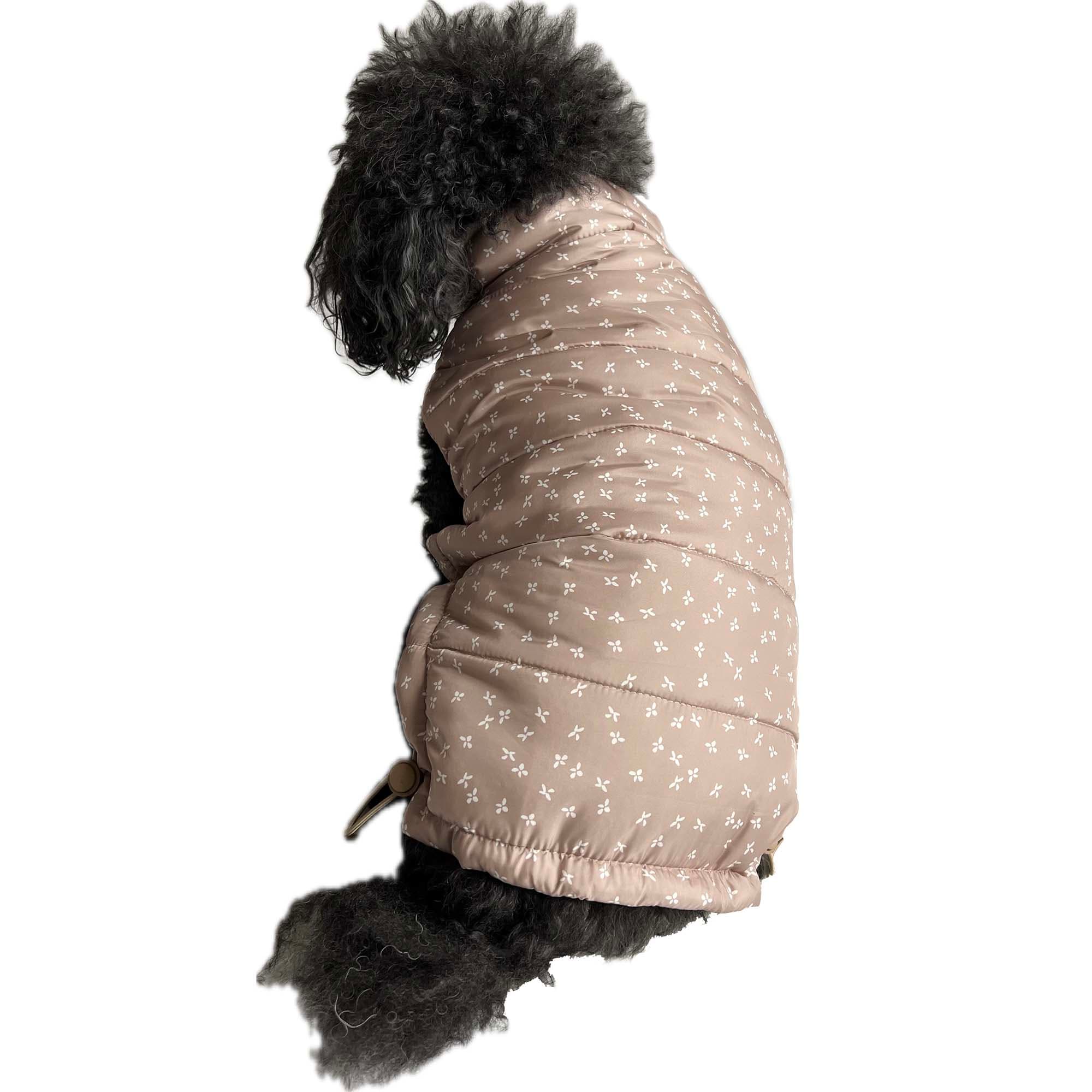 The Howls Floral Puffer Jacket for Dogs, Medium, Camel | Petco