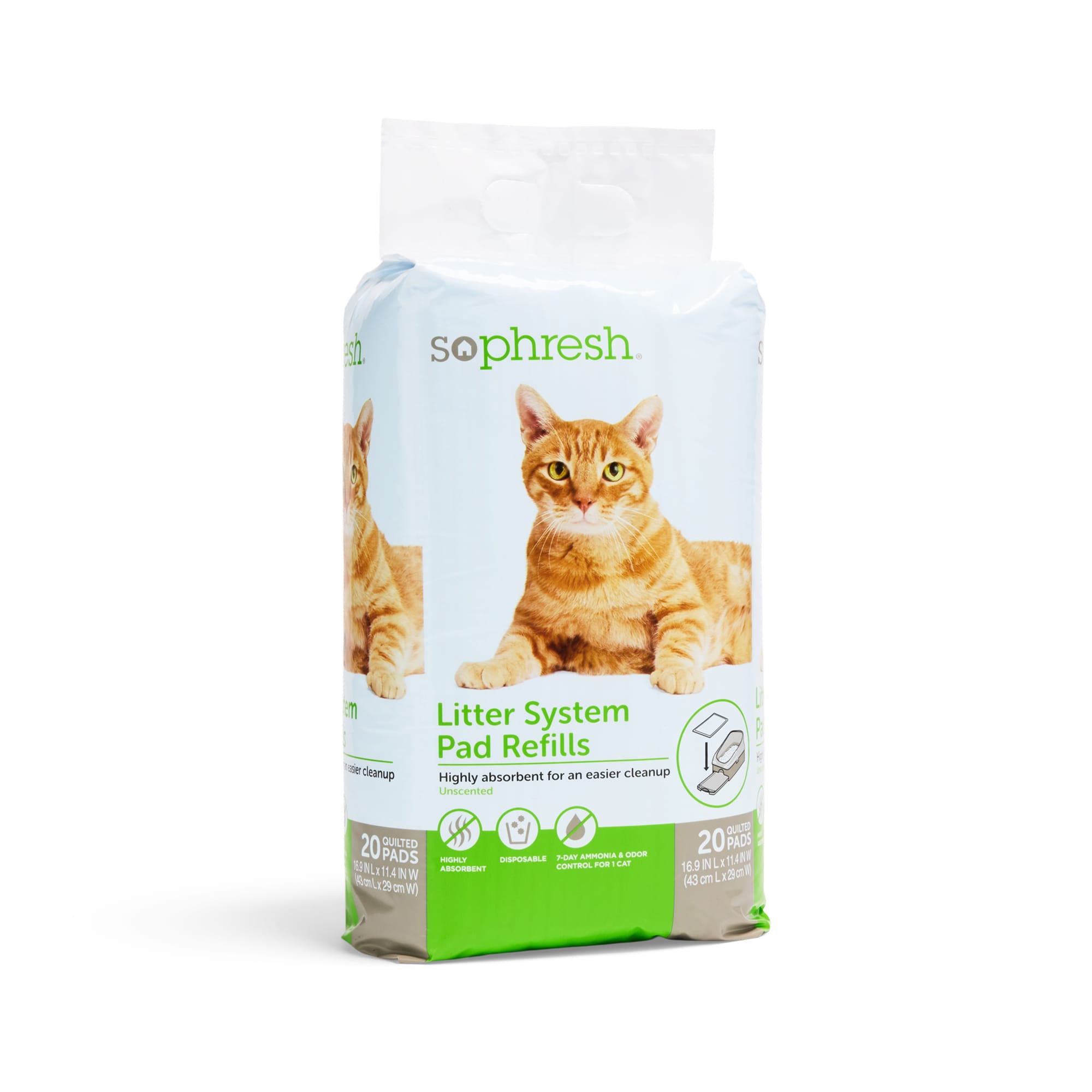 So Phresh Unscented Disposable Cat Litter Box Pads, Count of 20