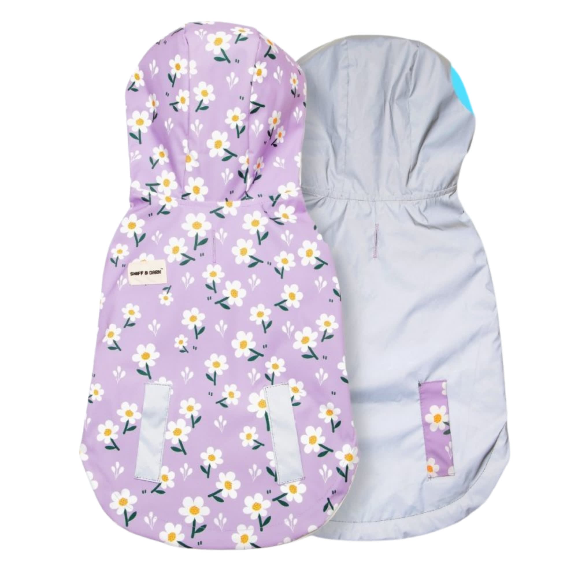 Sniff & Bark Purple Daisy Reversible Dog Raincoat - Petco
