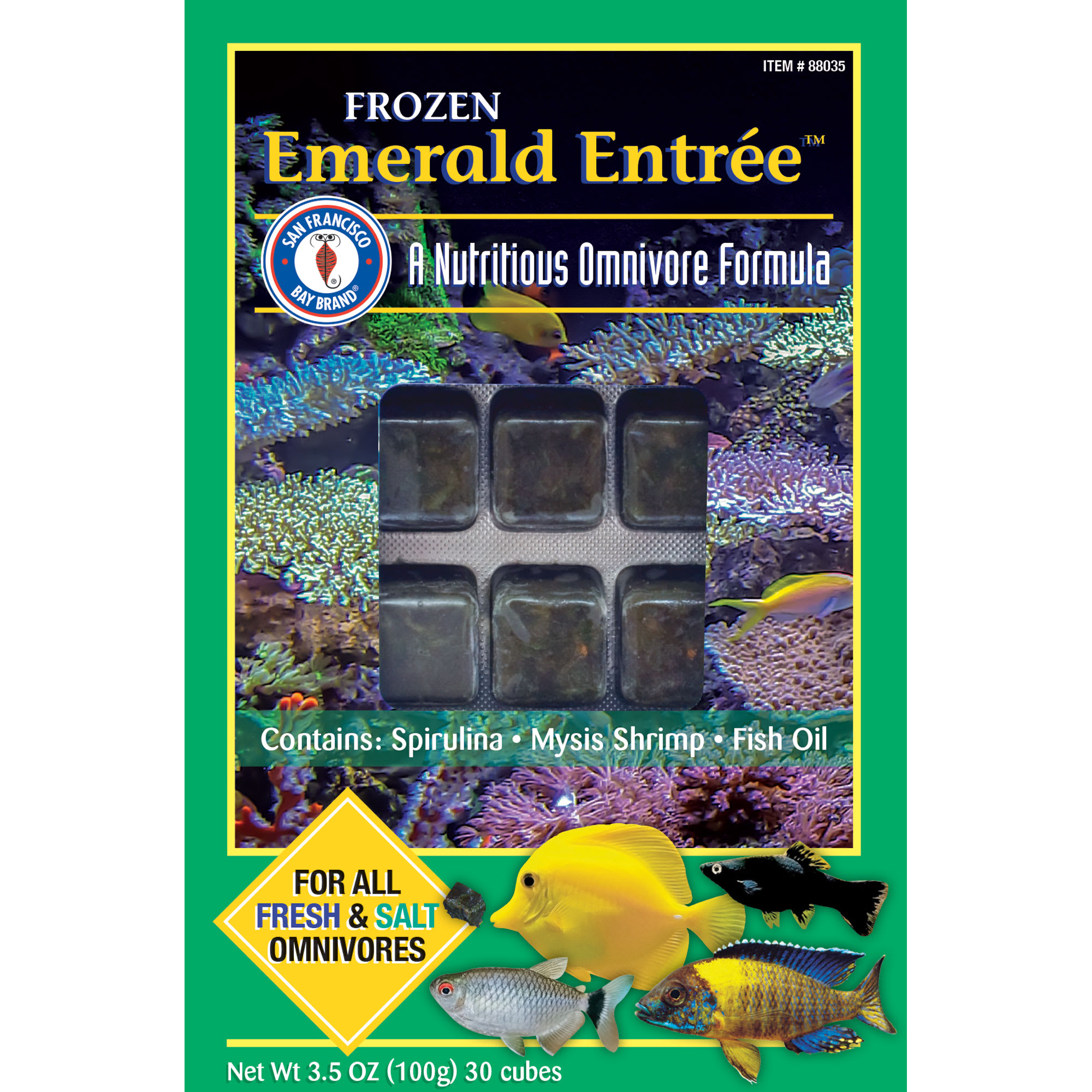 San Francisco Bay Brand Frozen Emerald Entree Formula Cubes Fish Food 3.5 oz. Petco