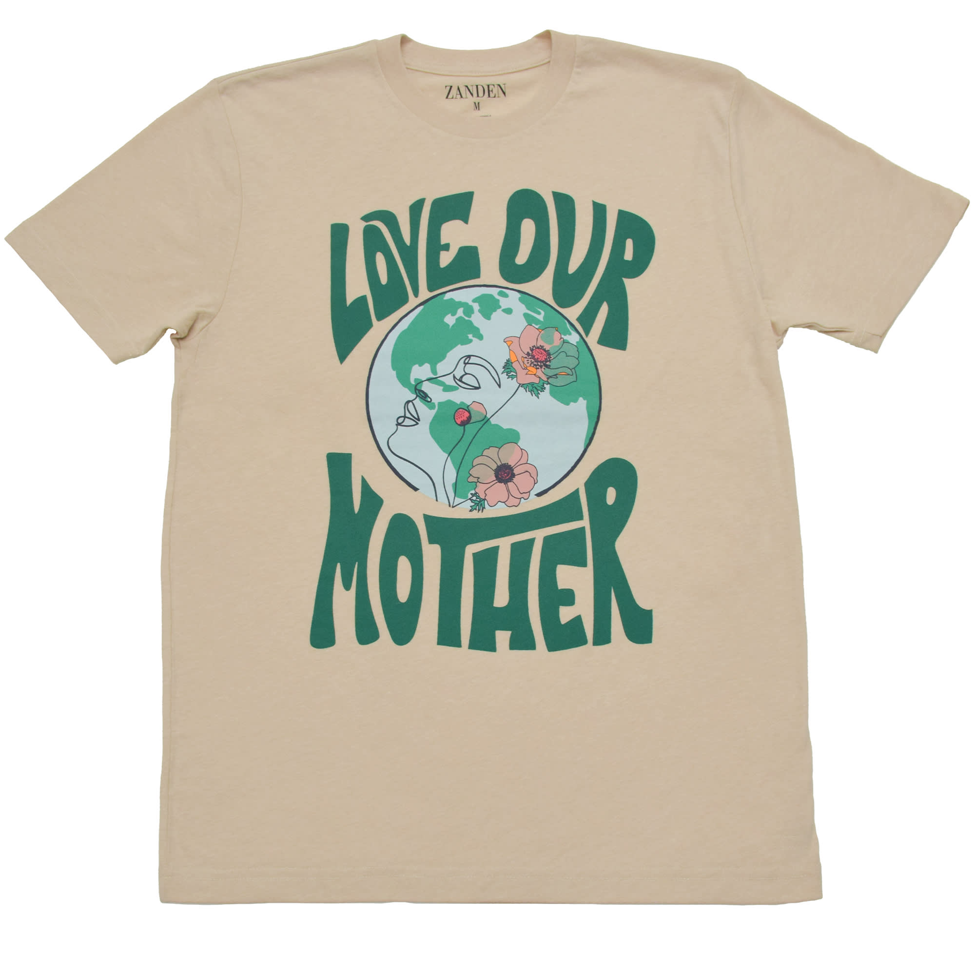 Zanden Love Our Mother Eco Natural Unisex Tee, X-Small, Tan Petco