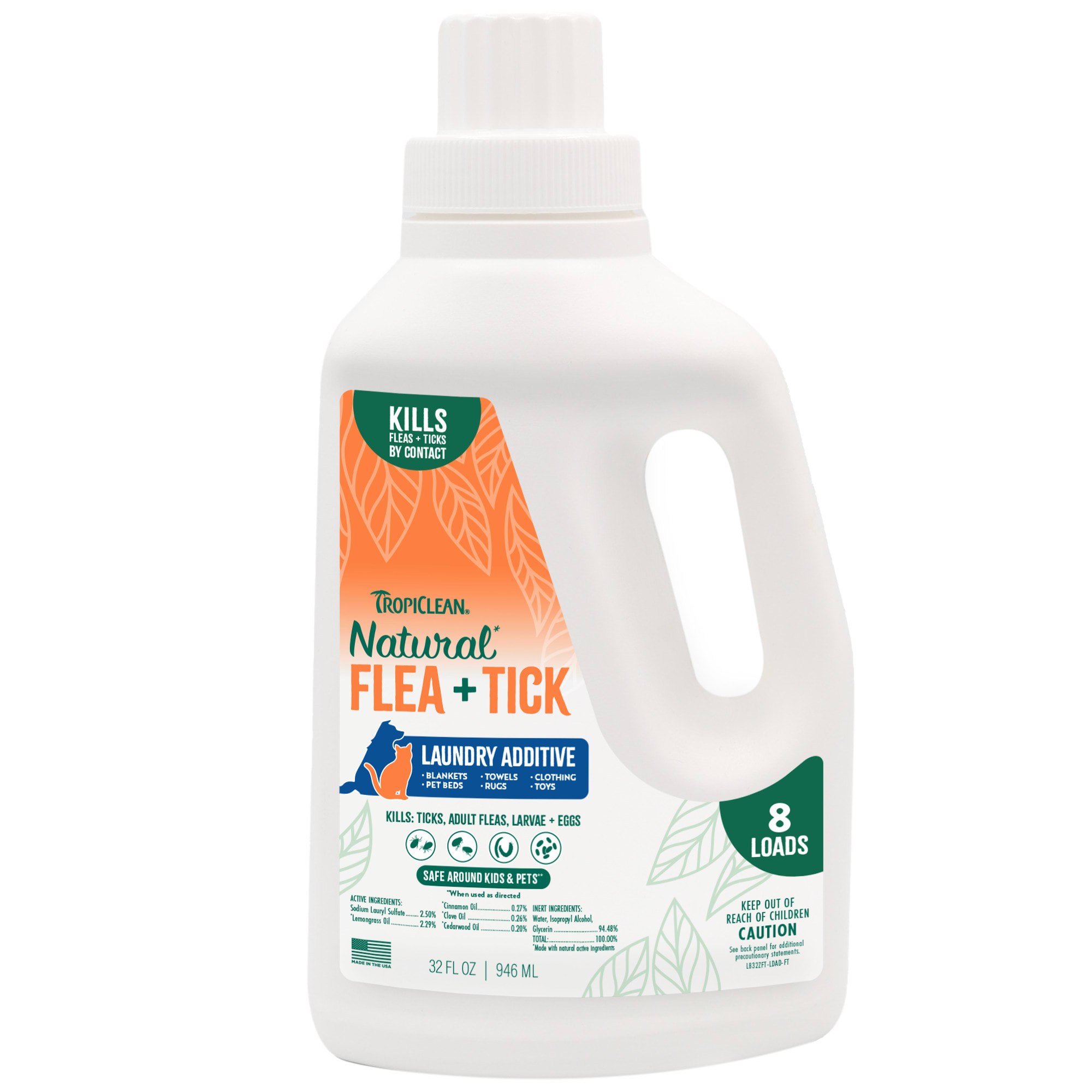 TropiClean Natural* Flea + Tick Laundry Additive for Cats, 32 oz.