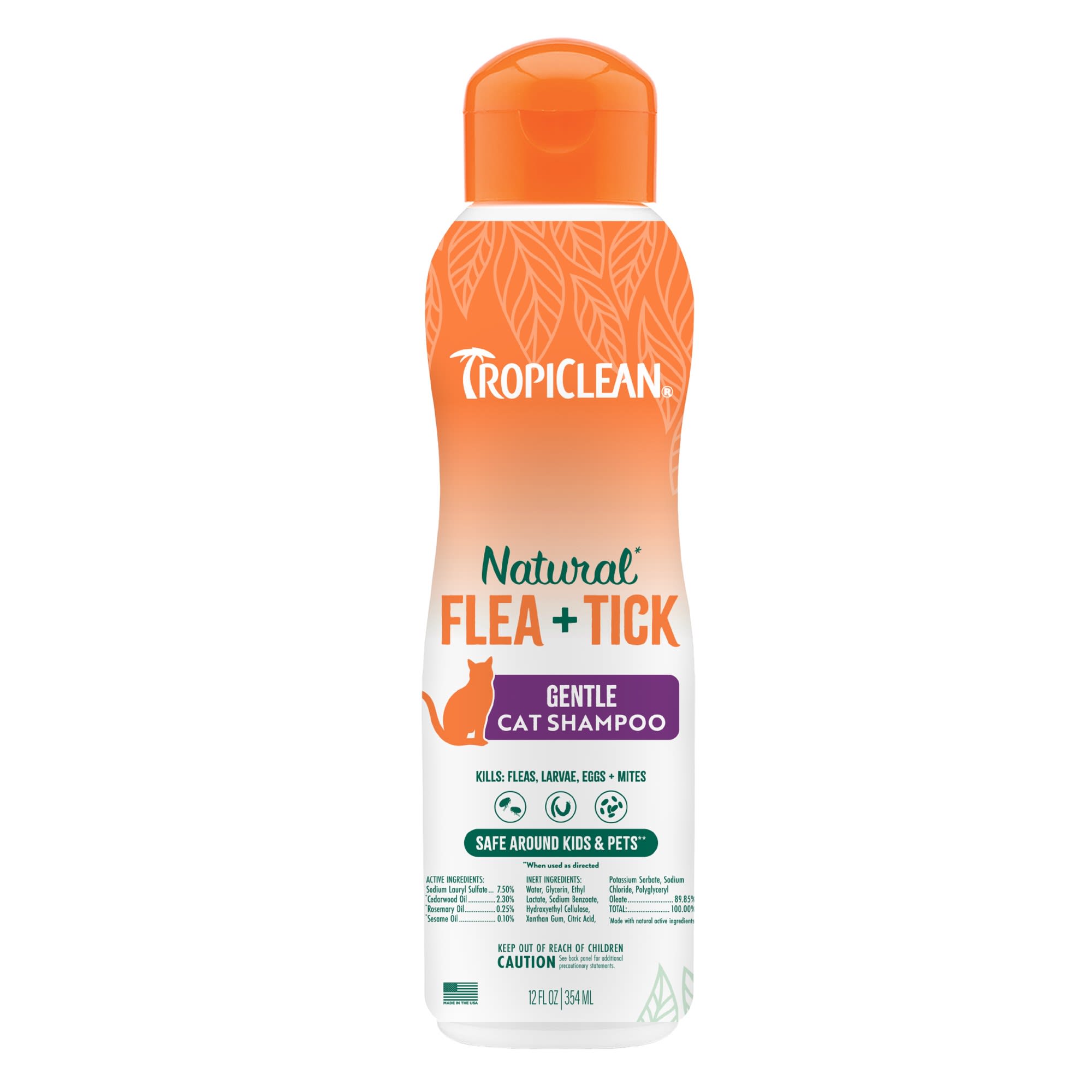 TropiClean Natural* Flea + Tick Cat Shampoo, 12 oz.