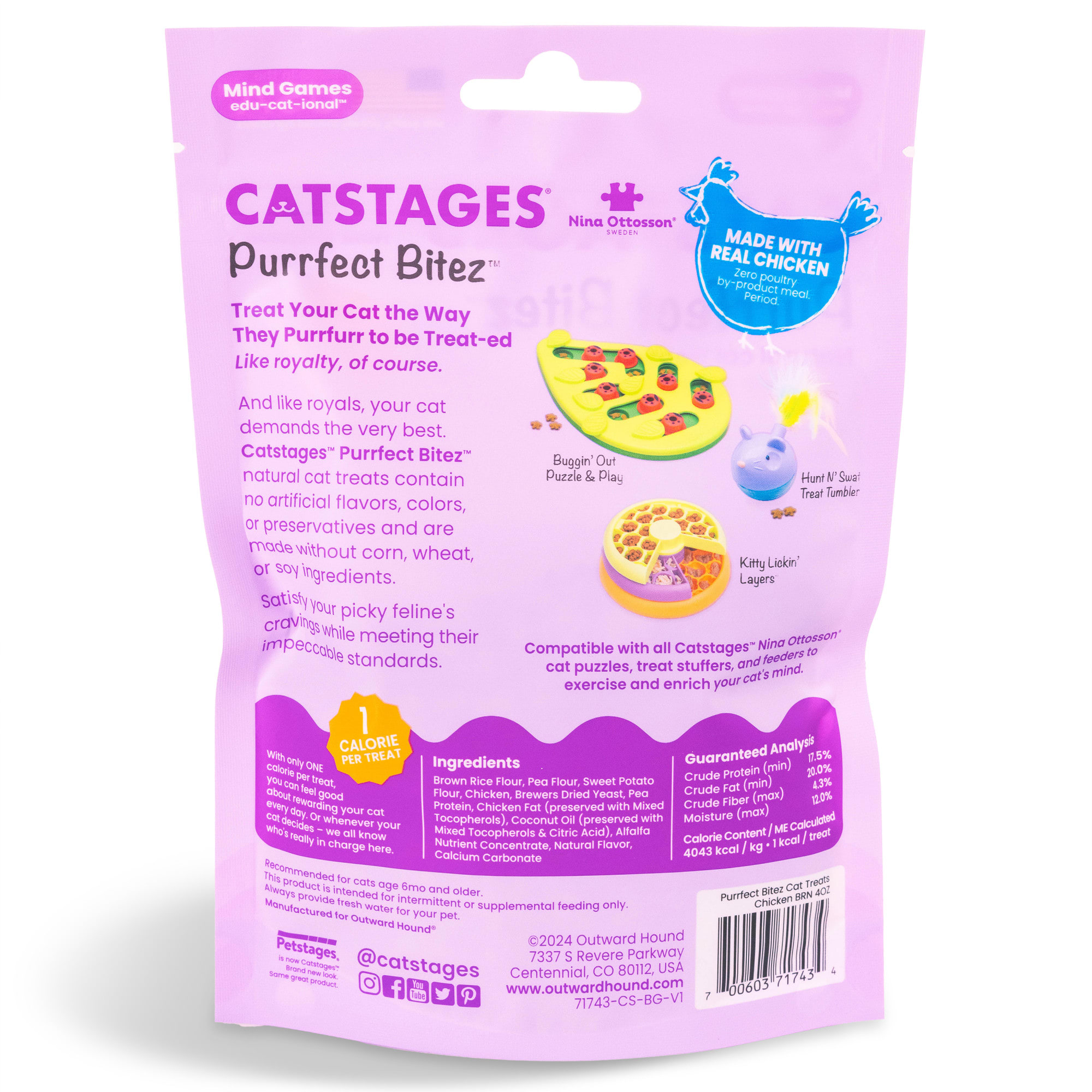 Catstages by Nina Ottosson Purrfect Bitez Natural Chicken Crunchy