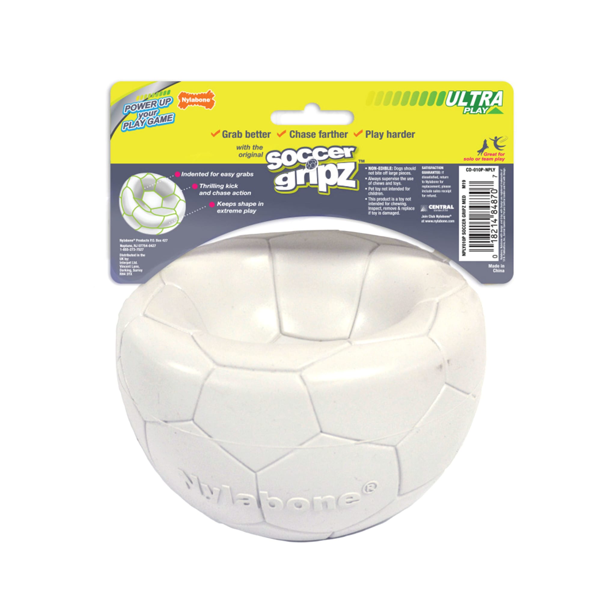 Nylabone Power Play Gripz Dog Soccer Ball Dog Toy, Medium | Petco