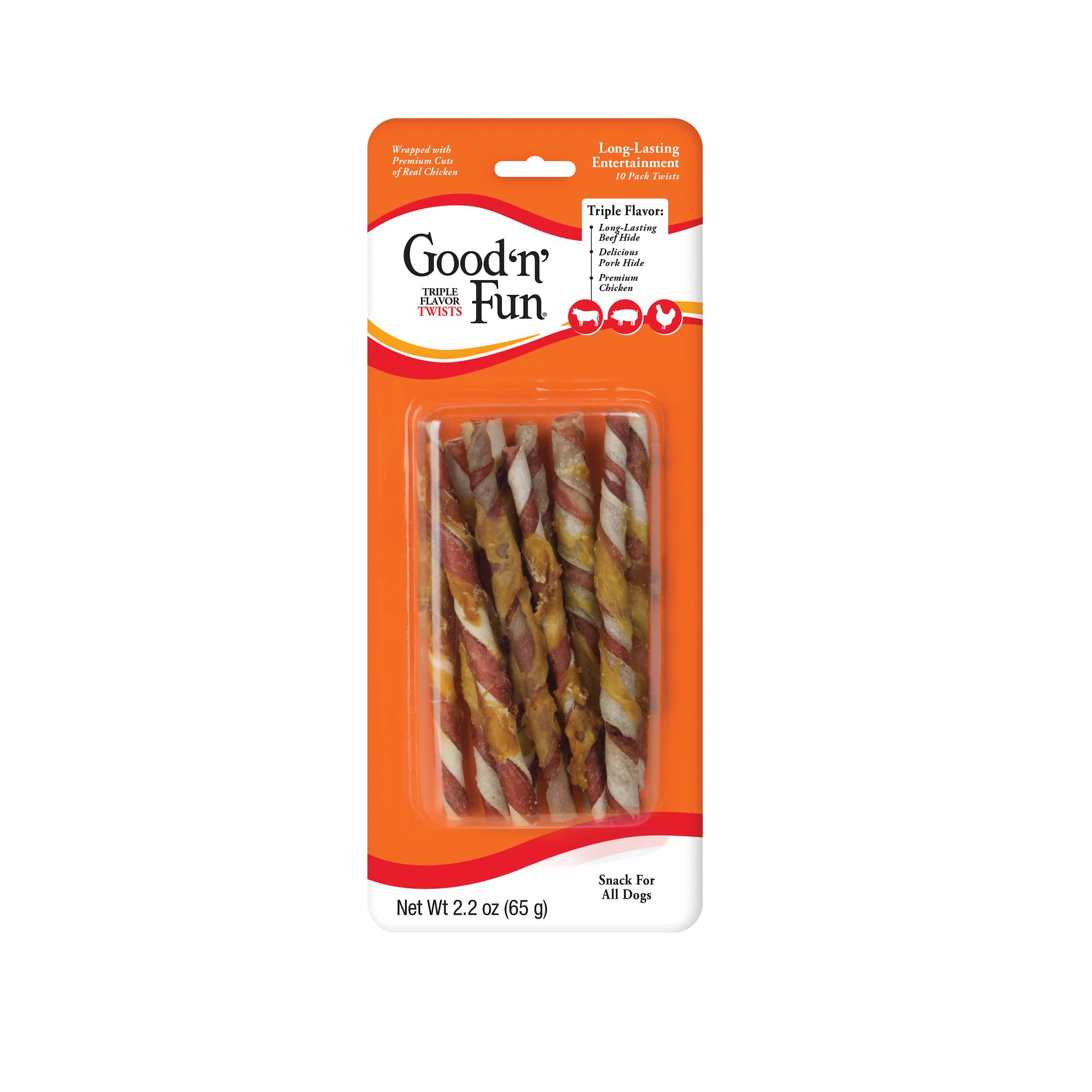 Good 'n' Fun Triple Flavor Twists Gourmet Dog Treats 22 Count Bag - 5.4 Oz