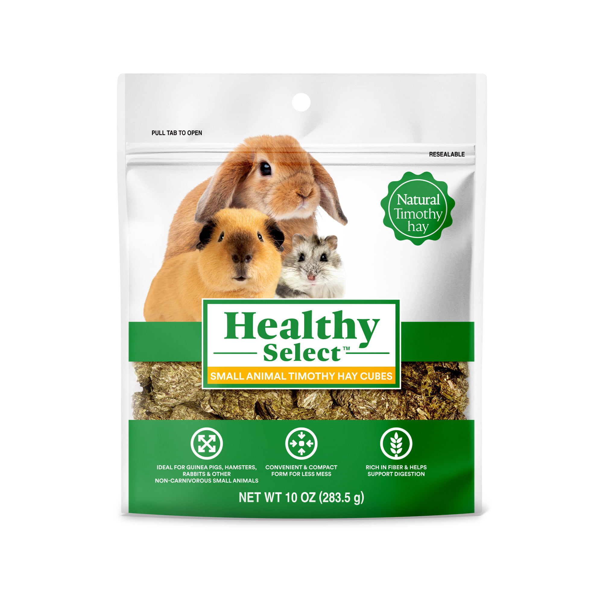 Healthy Select Timothy Hay Cube for Small Animal Treats, 10 oz