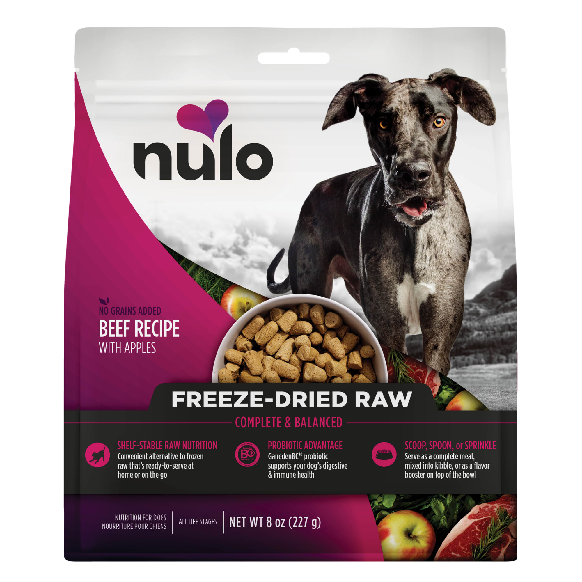 Nulo Beef & Apples Freeze-Dried Raw Dog Food, 8 oz. | Petco