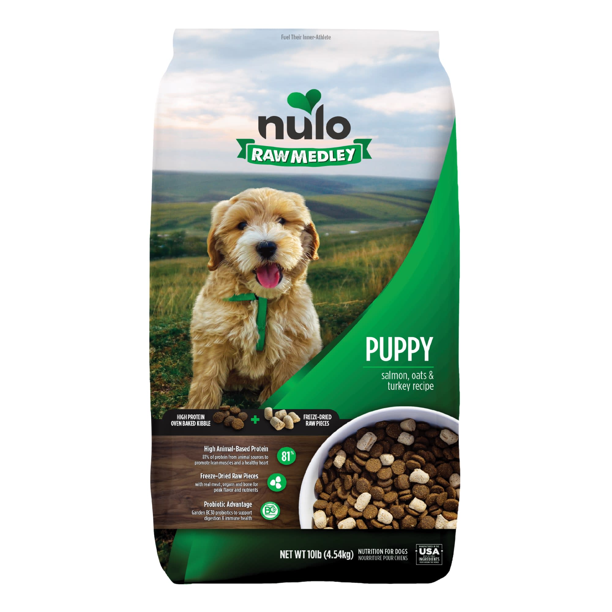 Nulo Raw Medley Kibble+ Salmon, Oats, Turkey Puppy Food, 10 lbs
