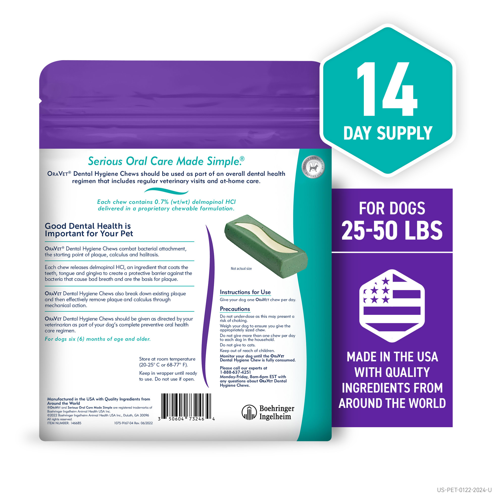 ORAVET Medium Dental Chews for Dogs, Count of 30 Petco