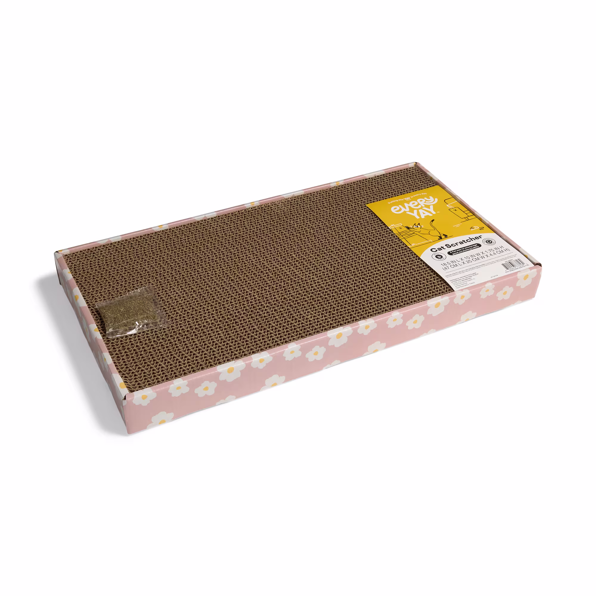 EveryYay Doublewide Cardboard Scratch for Cats, Floral, H