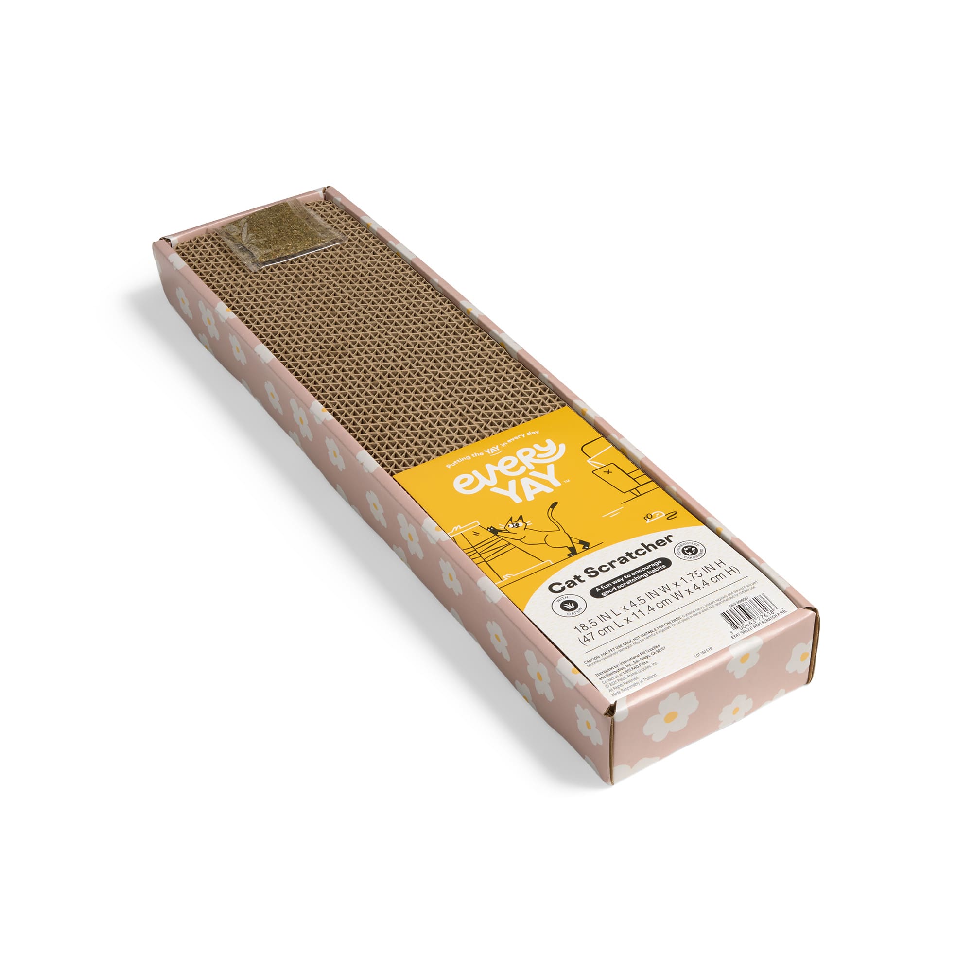 EveryYay Singlewide Cardboard Scratch for Cats, Floral, H