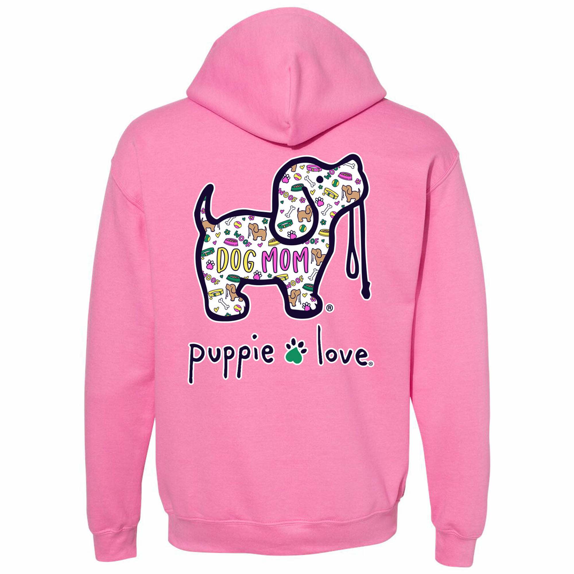 Puppie Love Dog Mom Pattern Pup Adult Unisex Hooded Sweatshirt 