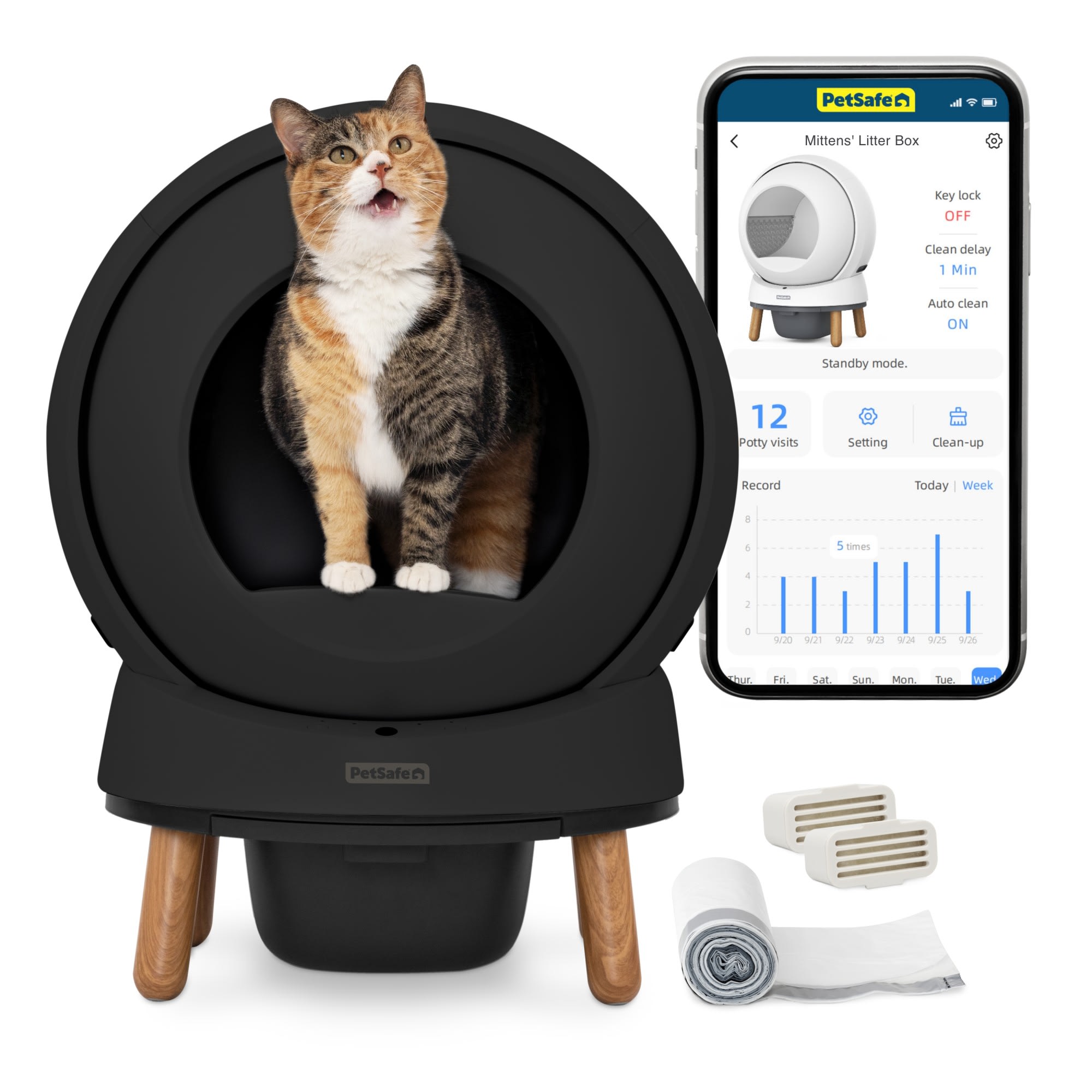 PetSafe ScoopFree SmartSpin Self-Cleaning Litter Box, white