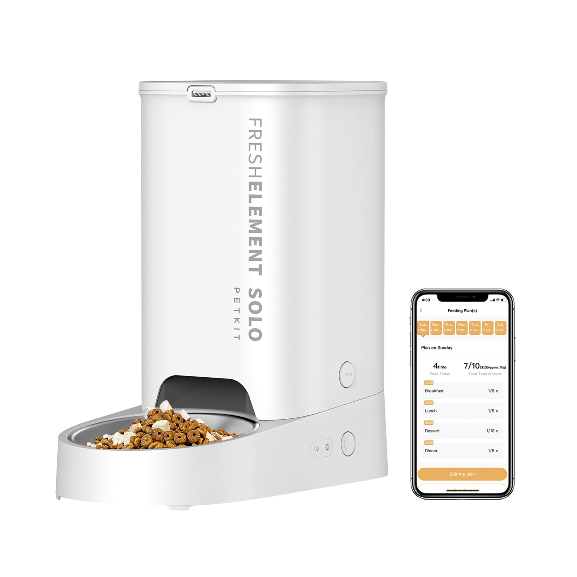 PETKIT 自動給餌器 Fresh Element SOLO PetKit Fresh Element Solo Automatic Feeder for Dogs, Pearl