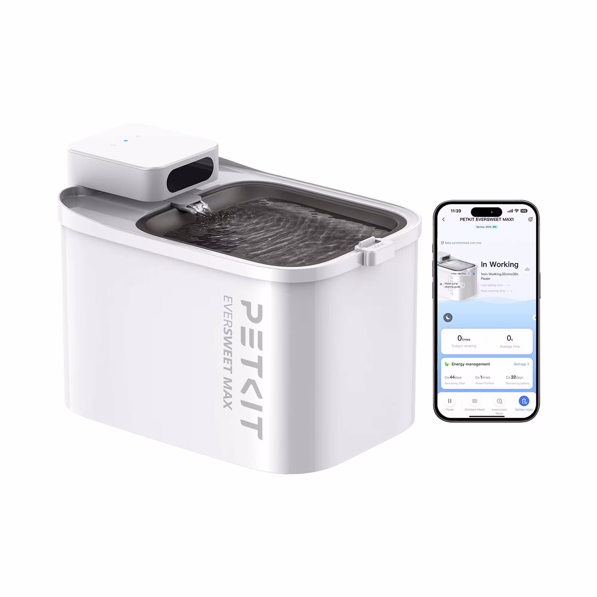 PetKit EverSweet Max (Cordless) Pet Water Fountain for Dogs, Pearl ...