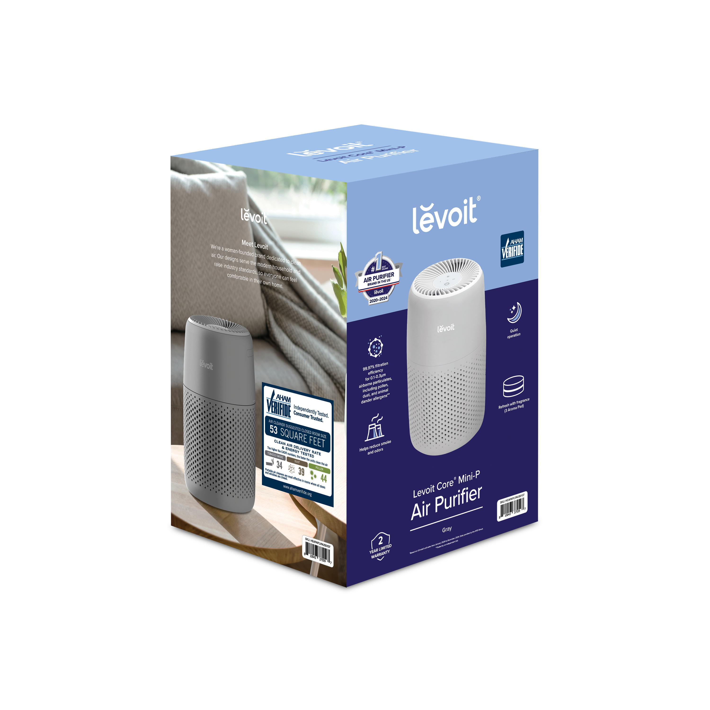 Levoit Grey Core Mini-P Air Purifier, Small