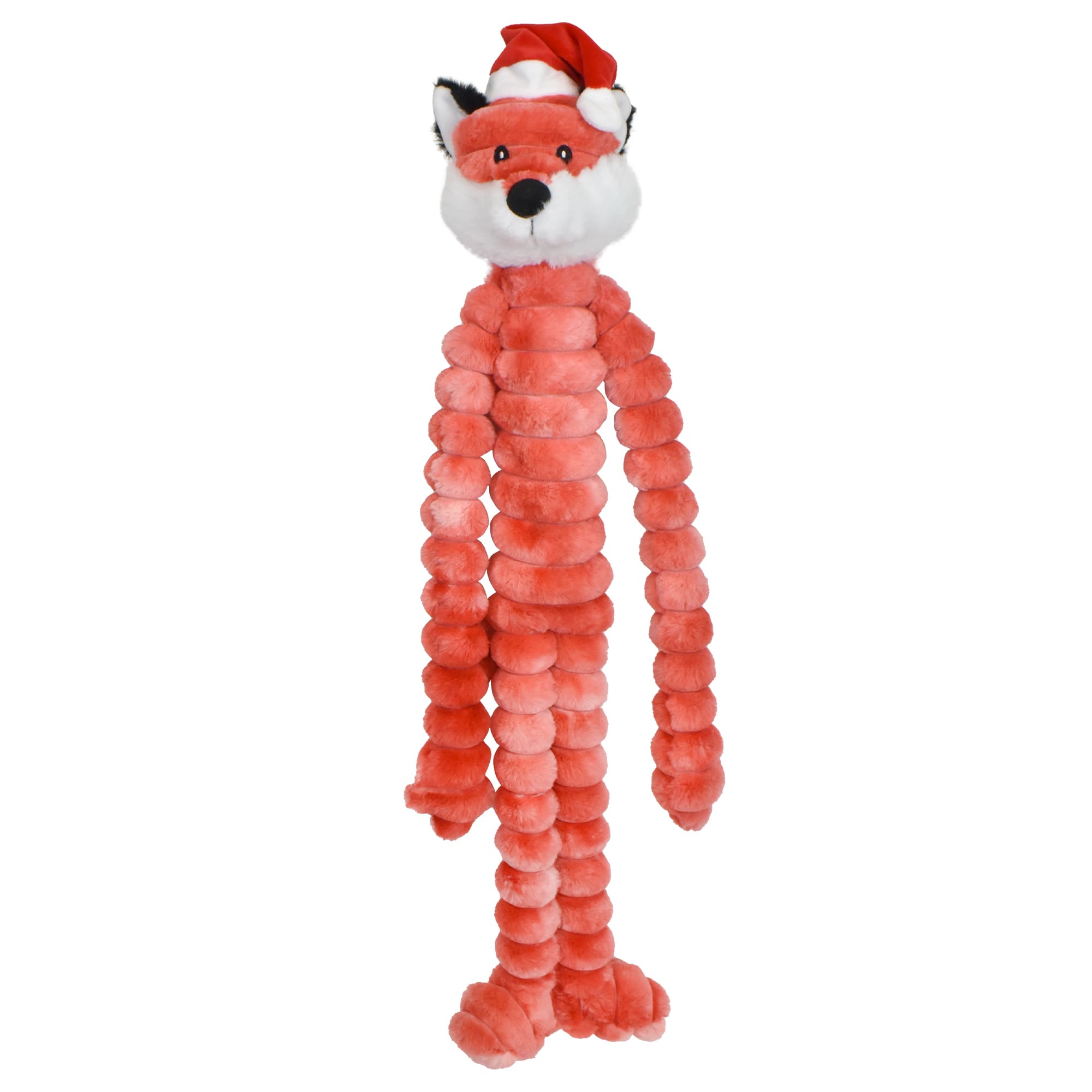 Multipet International Crimpy Cuddler Fox with a Santa Hat Dog Toy