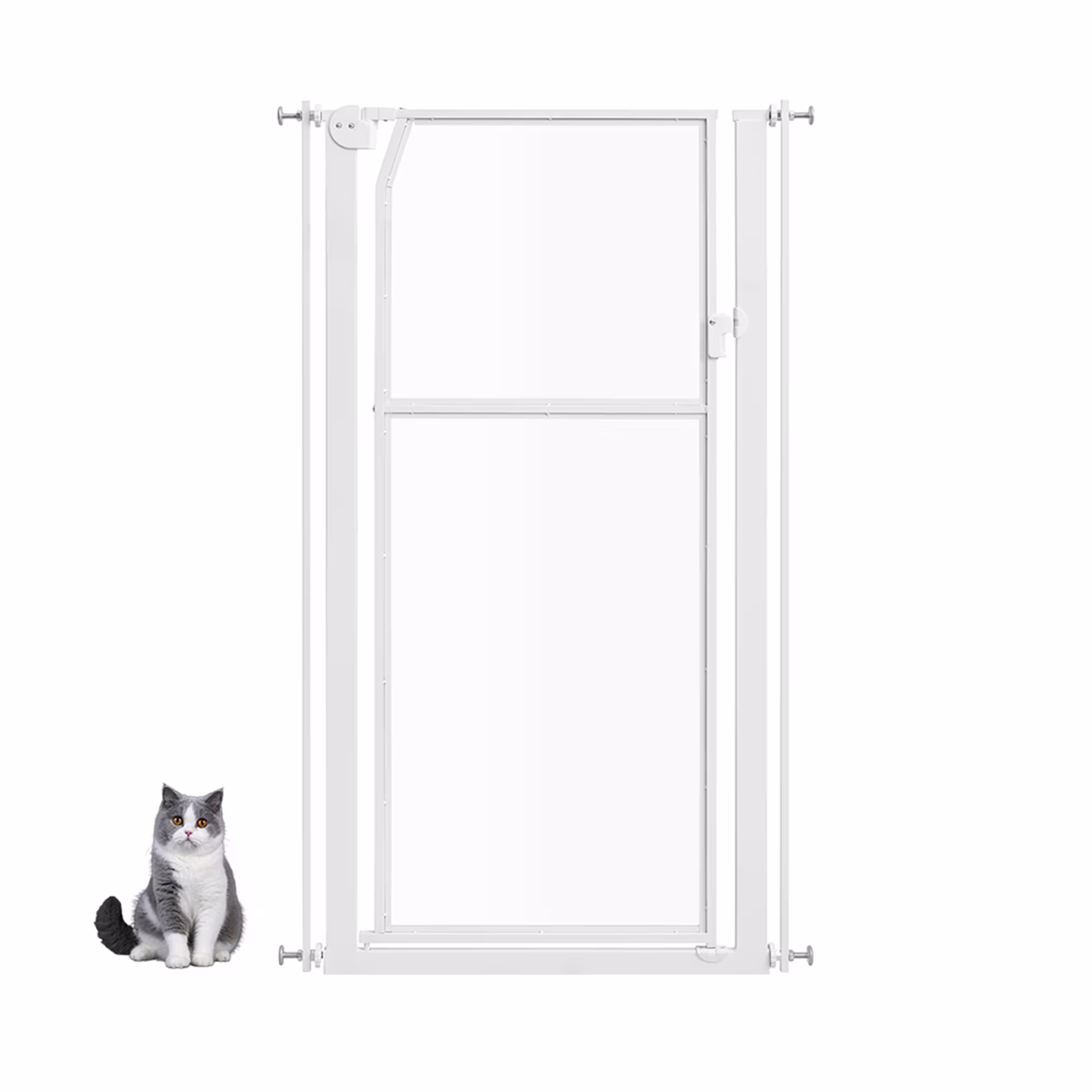 UniPaws 56" H Exrtra Tall Clear Acrylic Pet Gate, White, 29.5" - 33.5" W X 1.57" D X 56" H