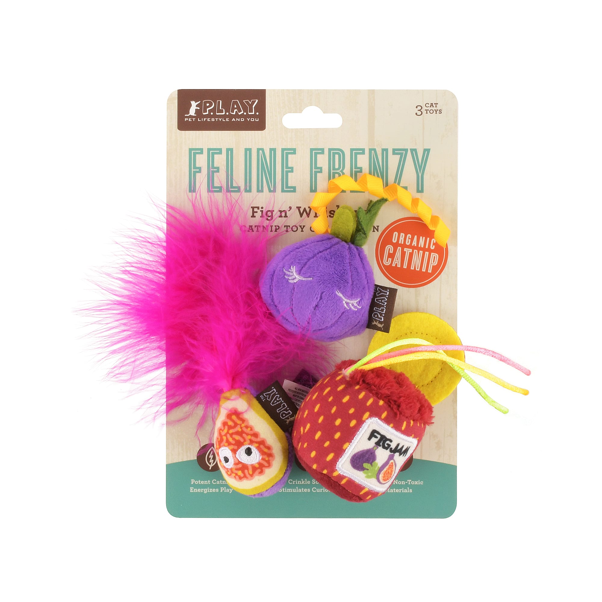 P.L.A.Y PET LIFESTYLE Feline Frenzy Fig n' Whiskers Cat Toy, Small