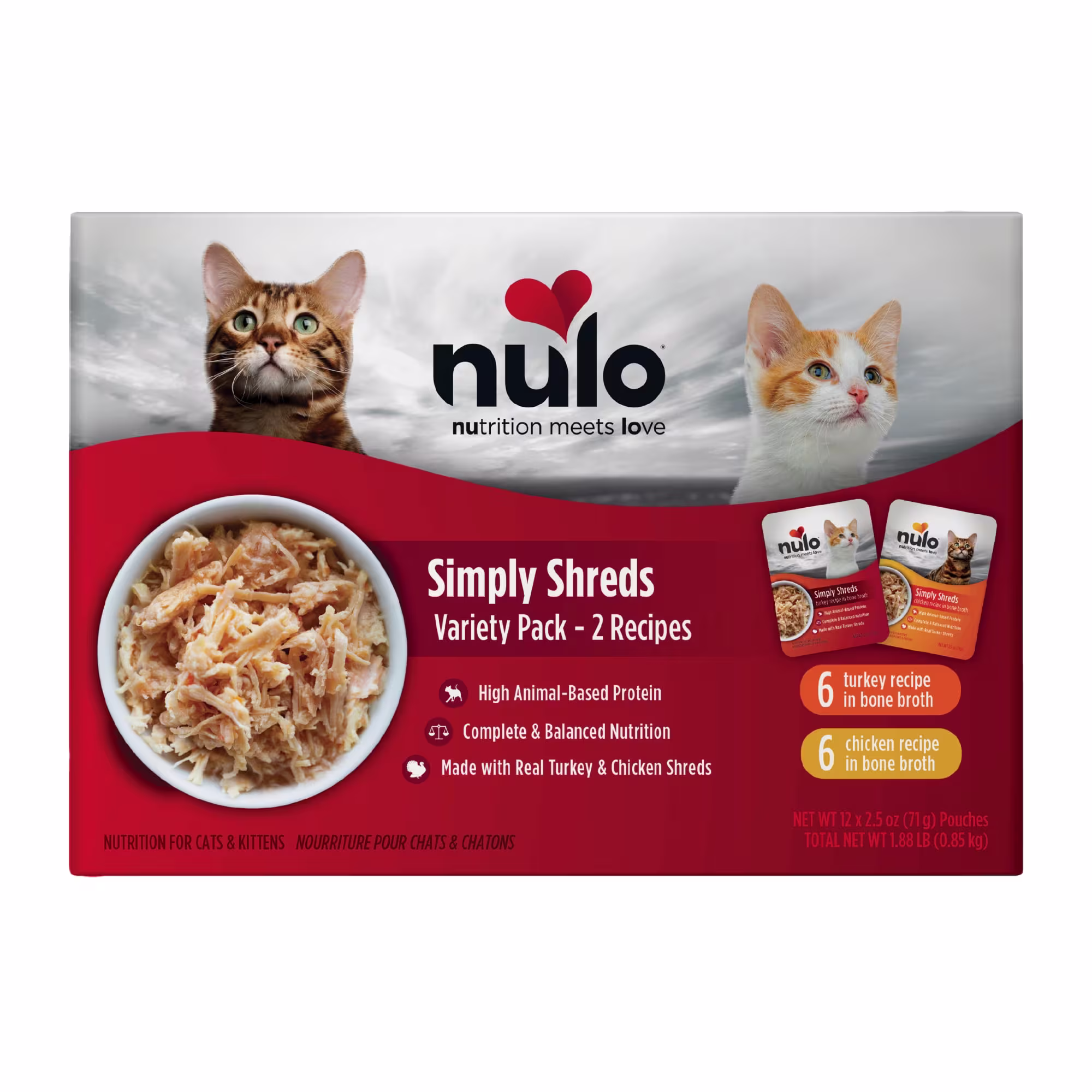 Nulo Simply Shreds Complete & Balanced Variety Pack Cat Food, 2.5