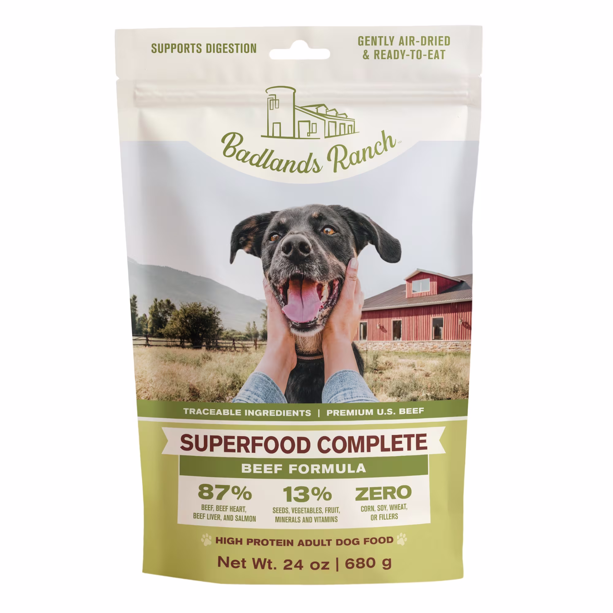 Badlands Ranch Superfood Complete Beef Air Dried Dog Food, 24 oz.