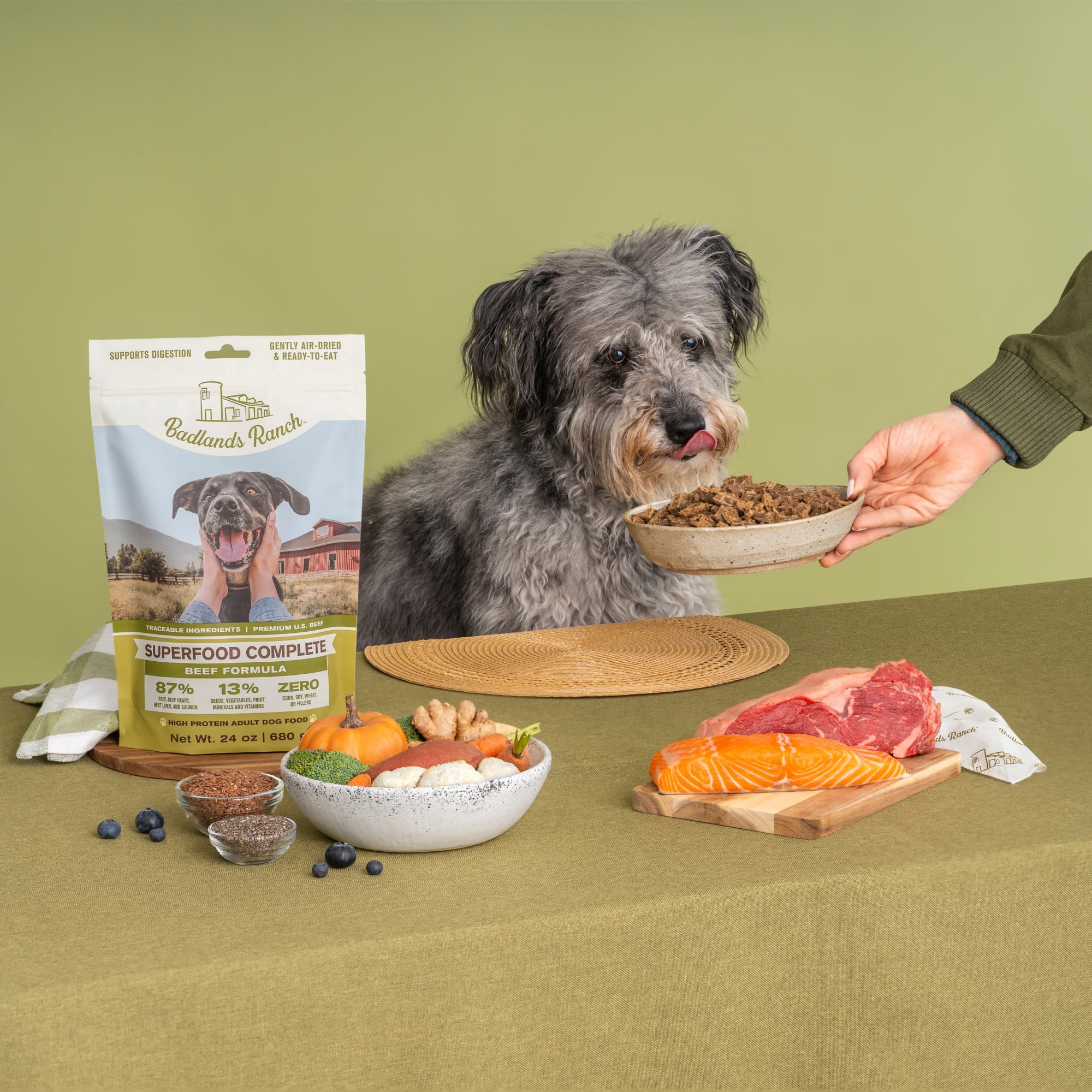 Badlands Ranch Superfood Complete Beef Air Dried Dog Food, 24 oz