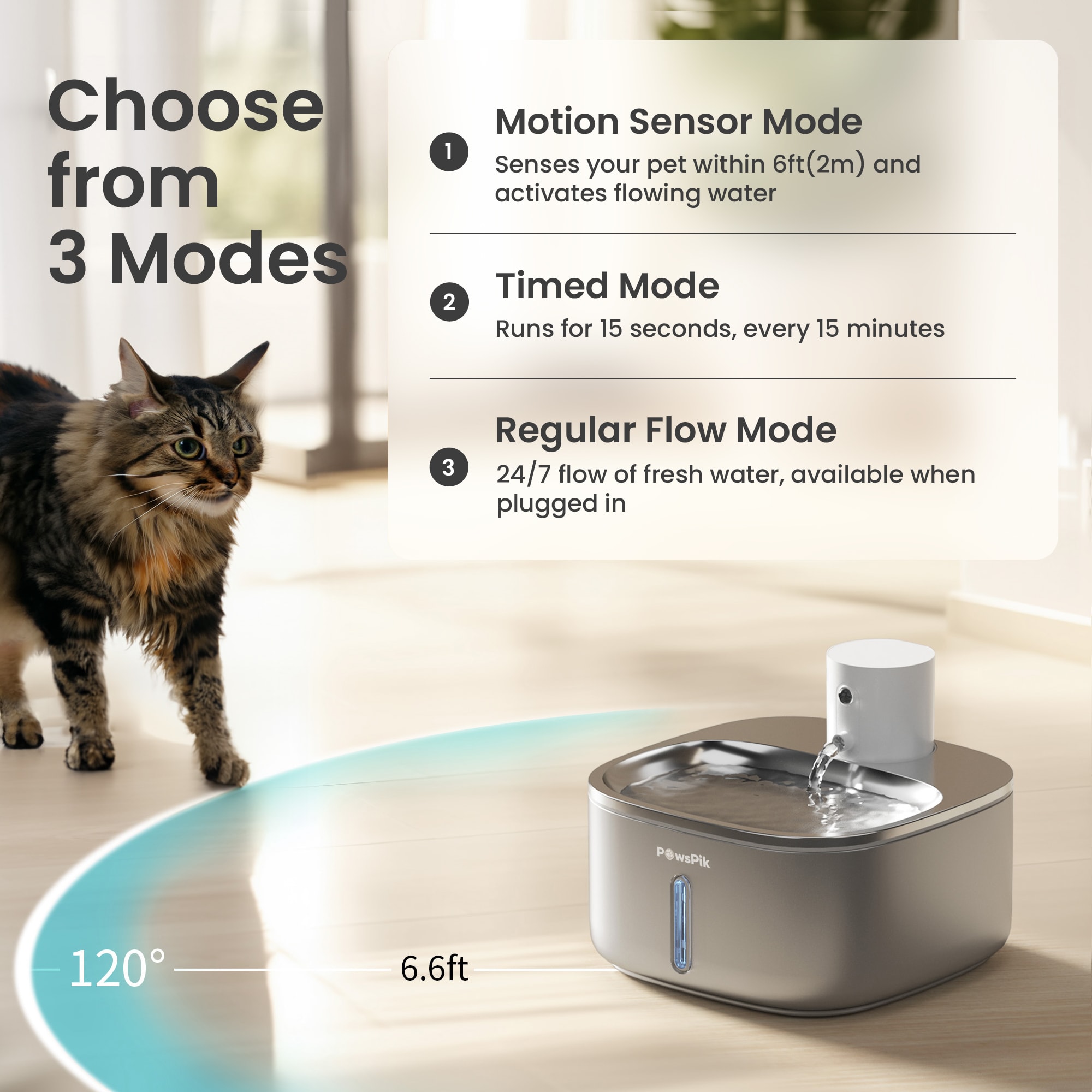 PawsPik BOSS-01 Stainless Steel Rechargeable Battery Operated Cat & Small  Dog Water Fountain, 108.2 oz.
