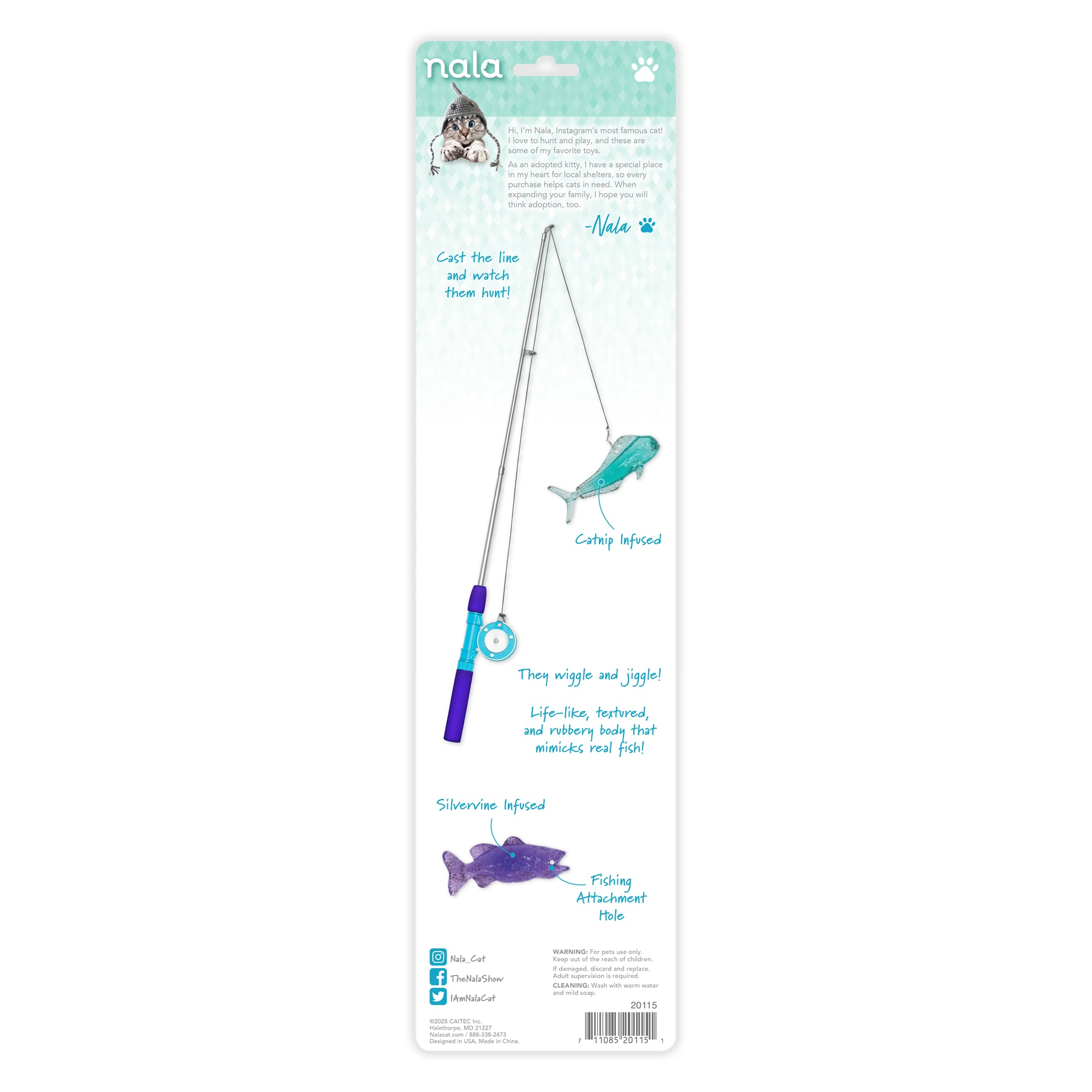Nala Gone Fishin' Rod and Reel Cat Toy, Small | Petco