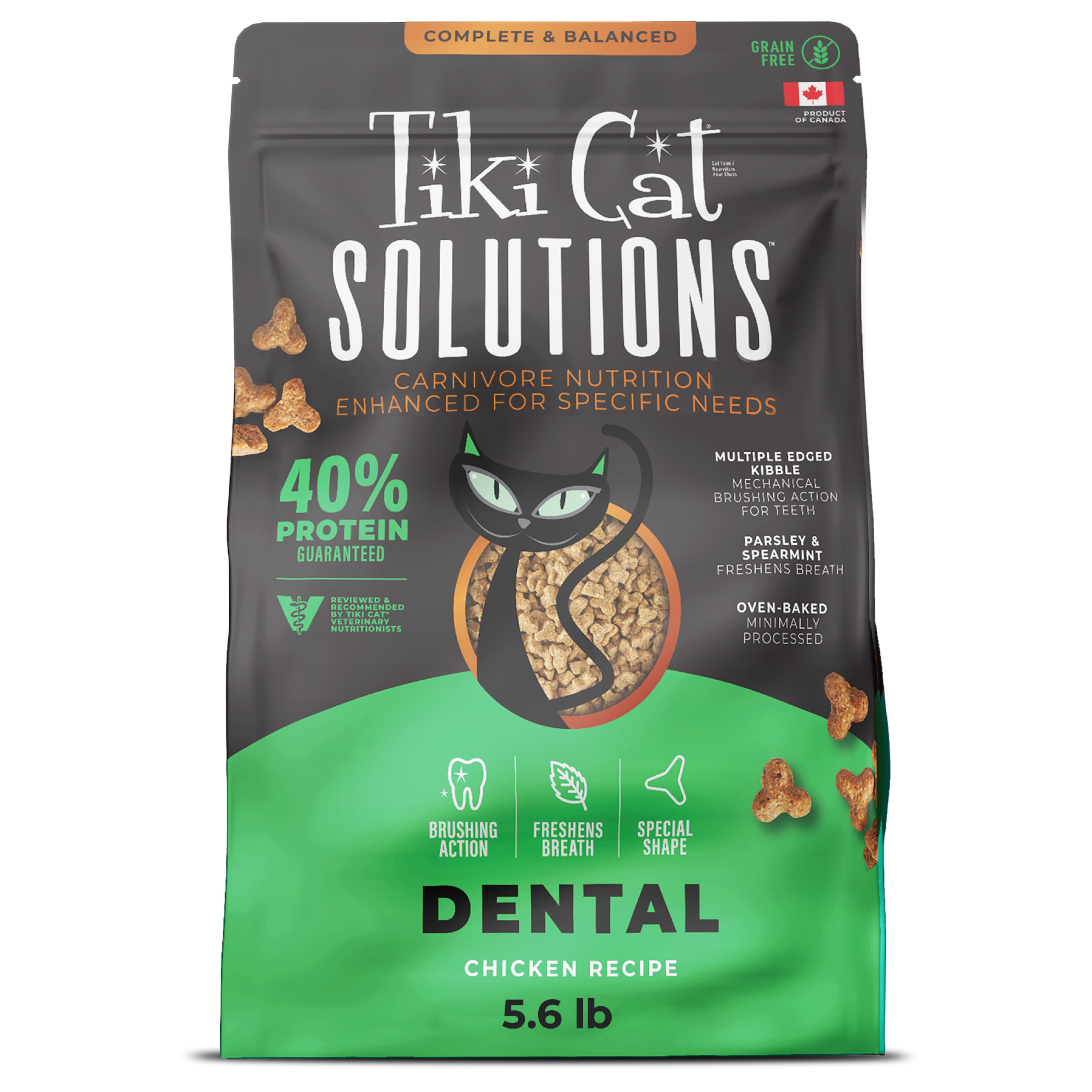 Tiki Cat Solutions Dental, Chicken Dry Cat Food, 5.6 lbs.