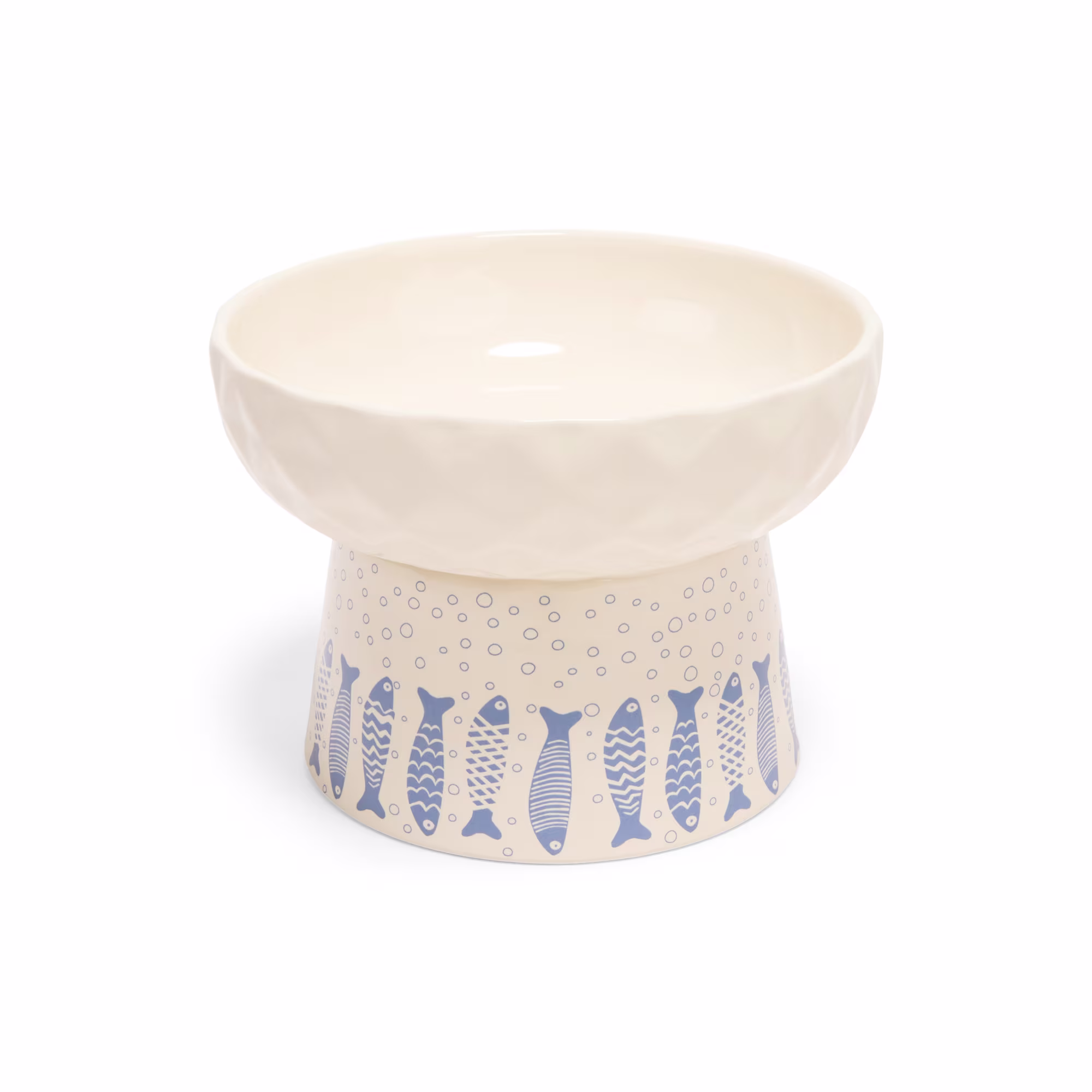 EveryYay Ceramic Pedestal Painted Fish Cat Bowl, 1 Cup