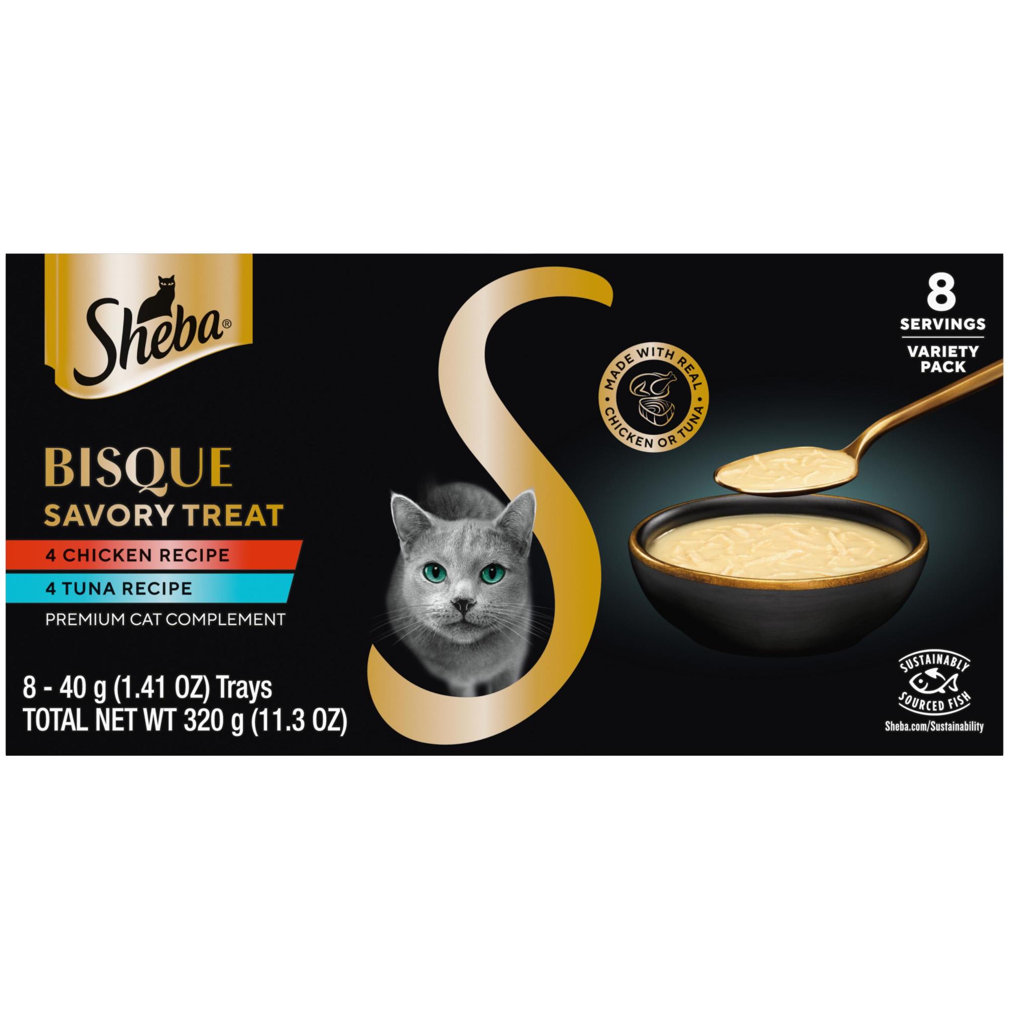 Sheba Selections Bisques Toppers Chicken and Tuna Recipes Lickable Cat  Treats & Cat Food, 1.42 oz., Count of 8 | Petco