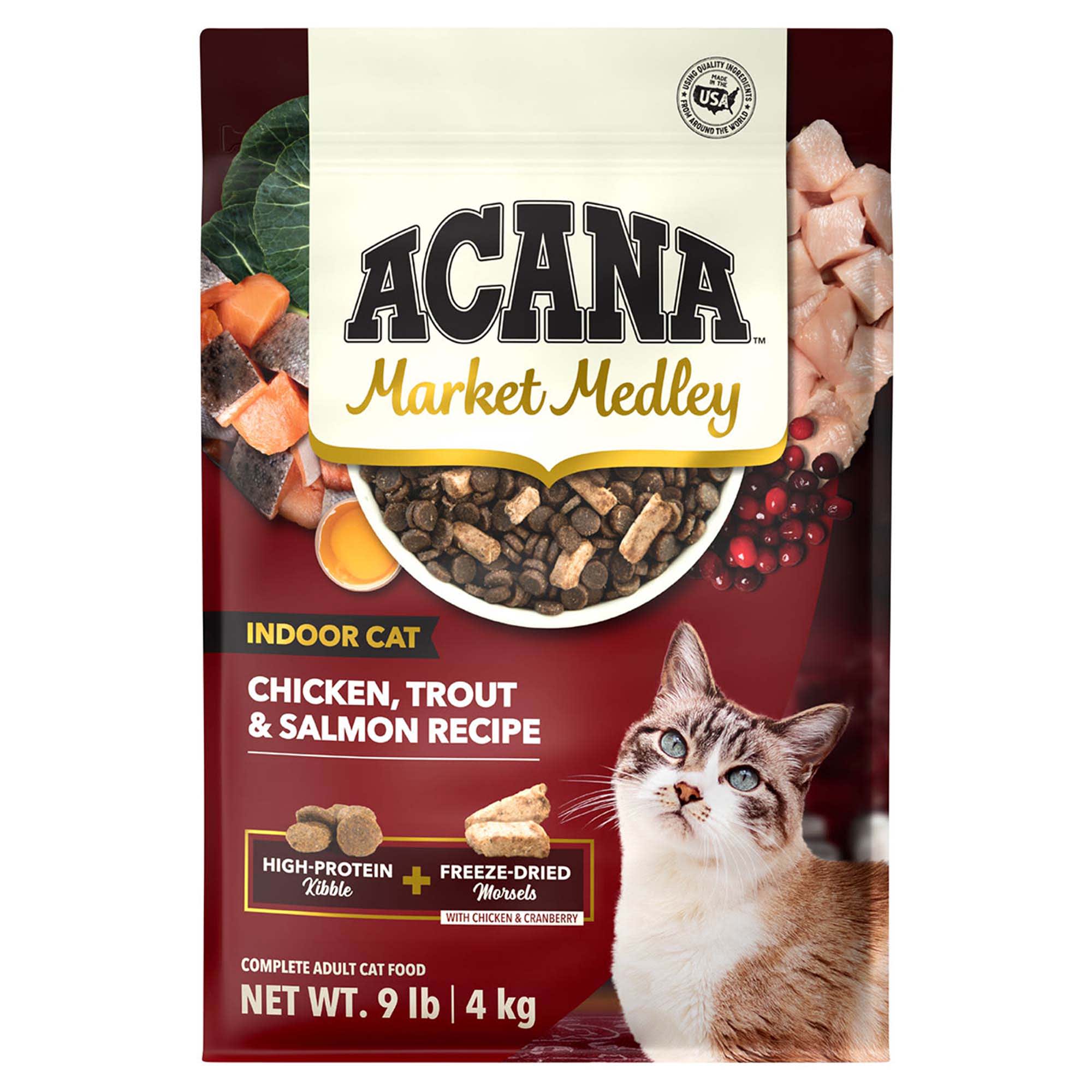 キャットフード an ACANA Market Medley Indoor Cat Chicken, Trout & Salmon with Freeze
