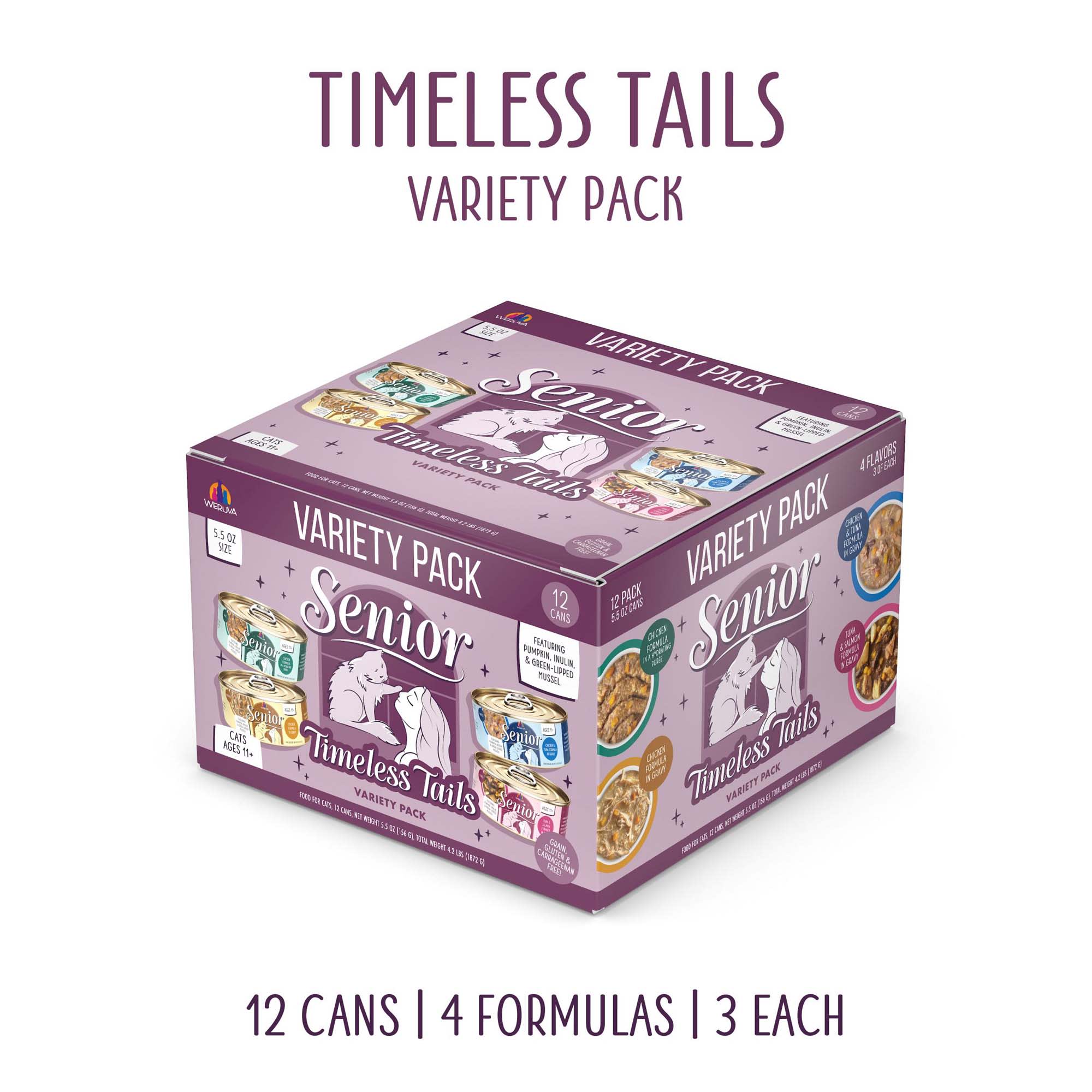Weruva Senior Timeless Tails Variety Pack Wet Cat Food, 5.5 oz