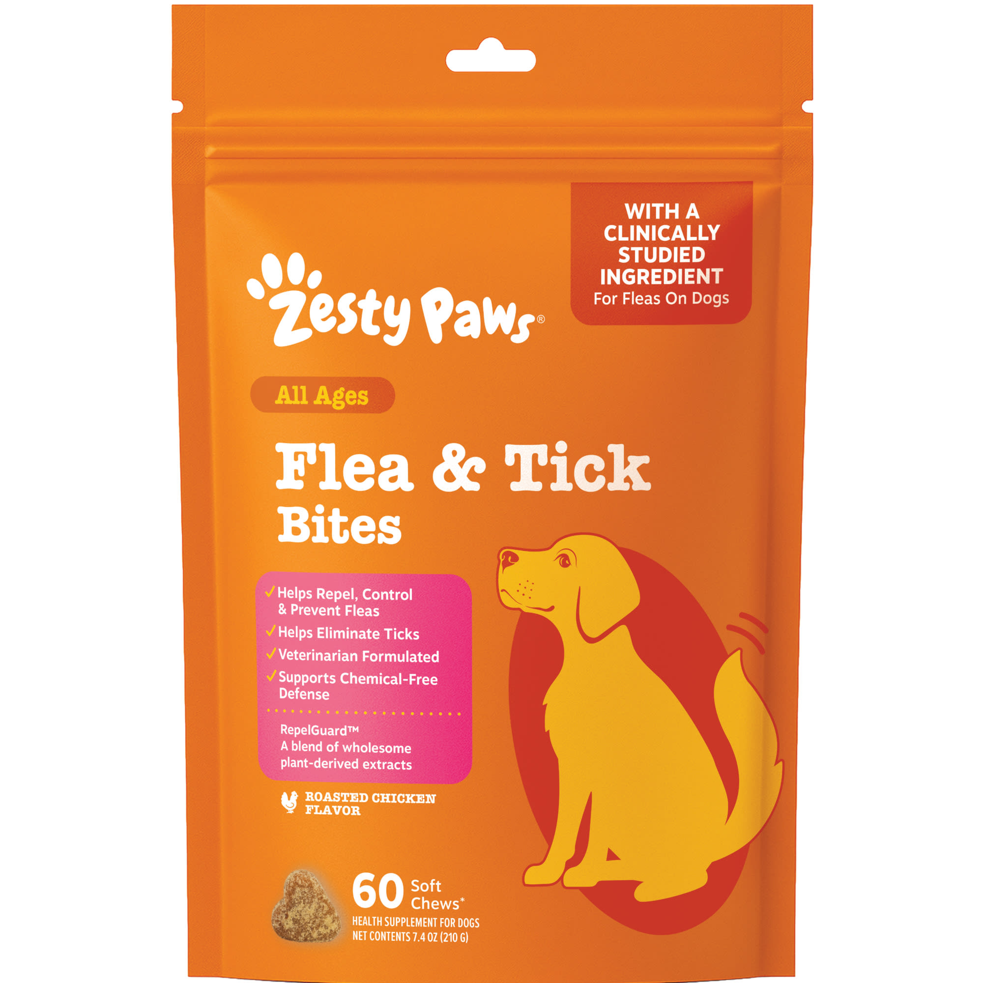 tick bite puppy tick and flea control Zesty Paws Flea Tick Bites, Roasted Chicken for Dogs, Count of
