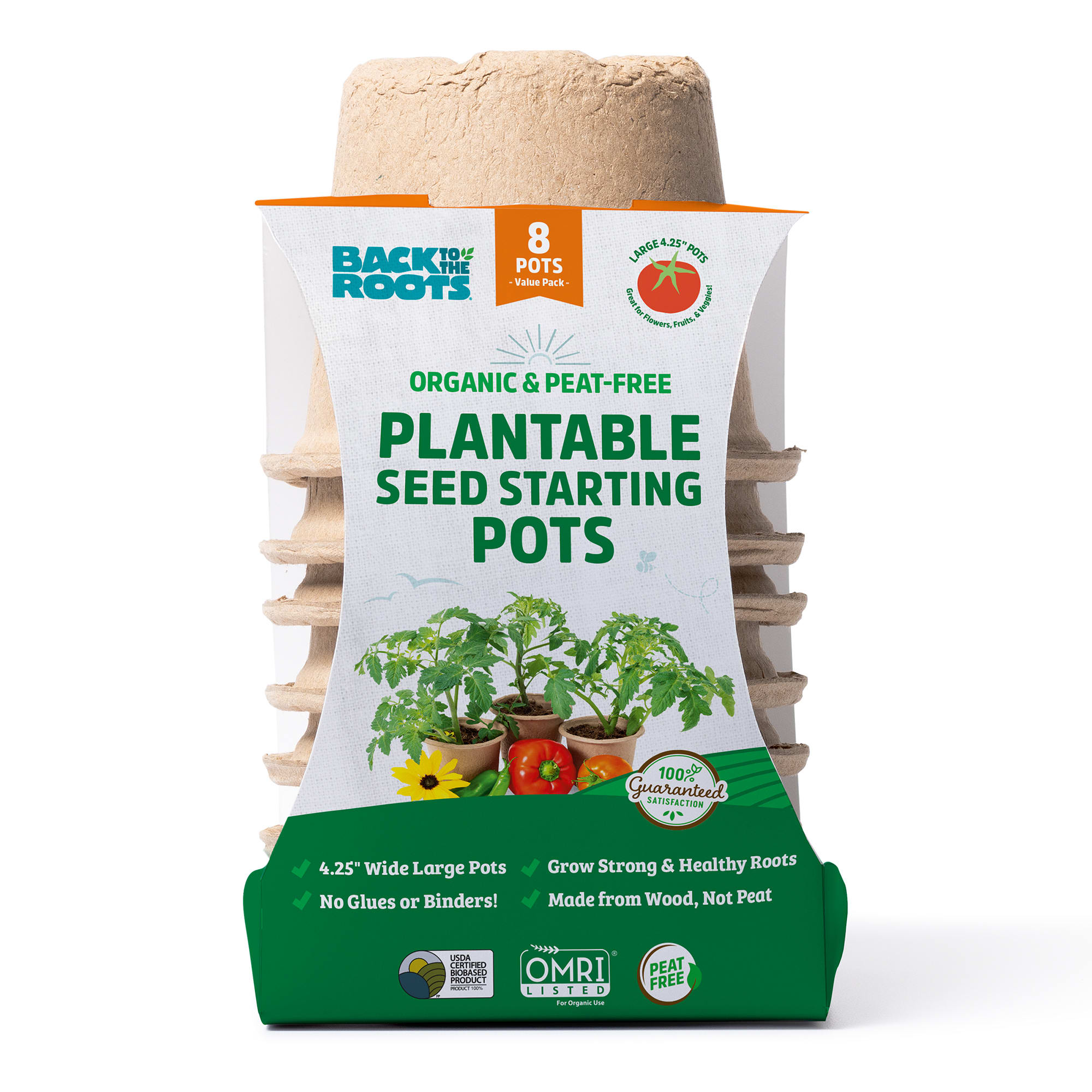 Back to the Roots Organic & Plantable Seed Starting Pots 4.25 in 8