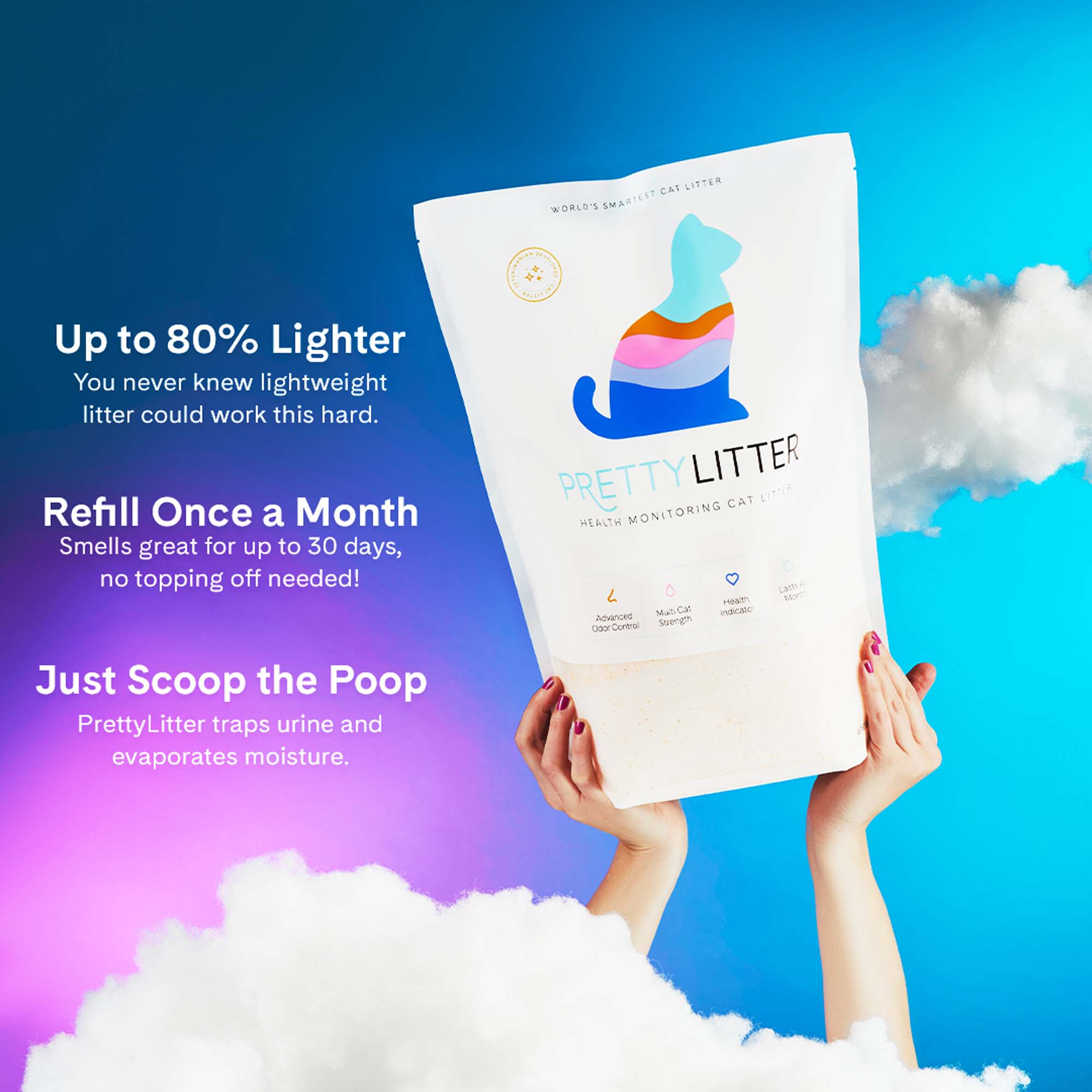 PrettyLitter Health Monitoring Cat Litter – 8 LB Bag (2-Pack) – 2 Month Supply