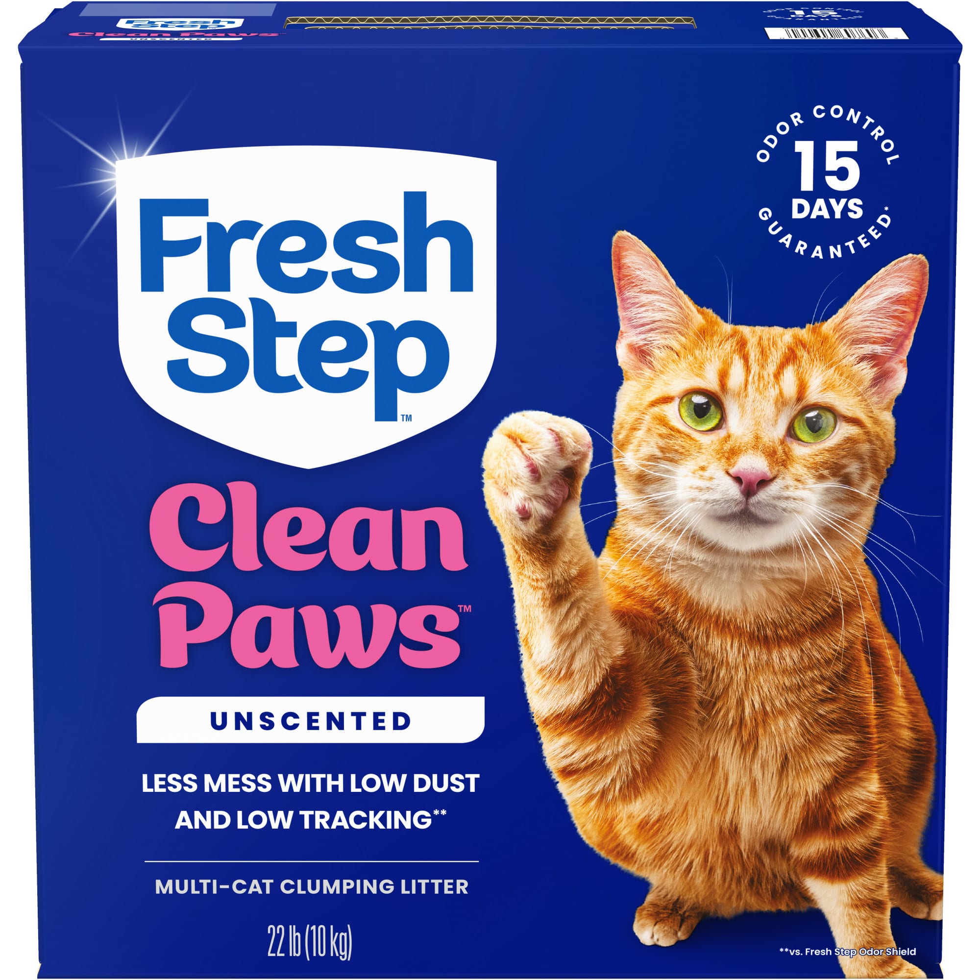 Fresh Step Clean Paws Unscented Multi Cat Clumping Litter, 22 lbs