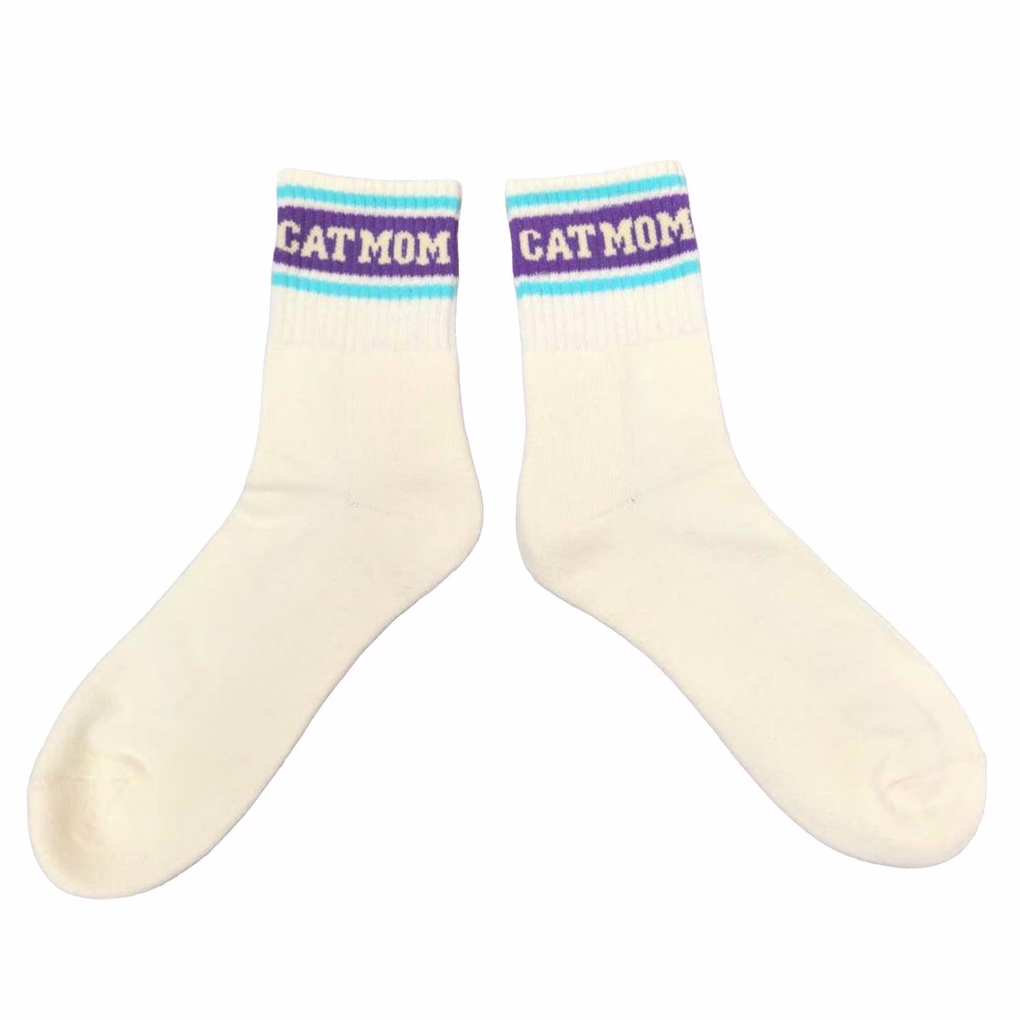 Zanden Striped Cat Mom Crew Socks, One Size Fits All