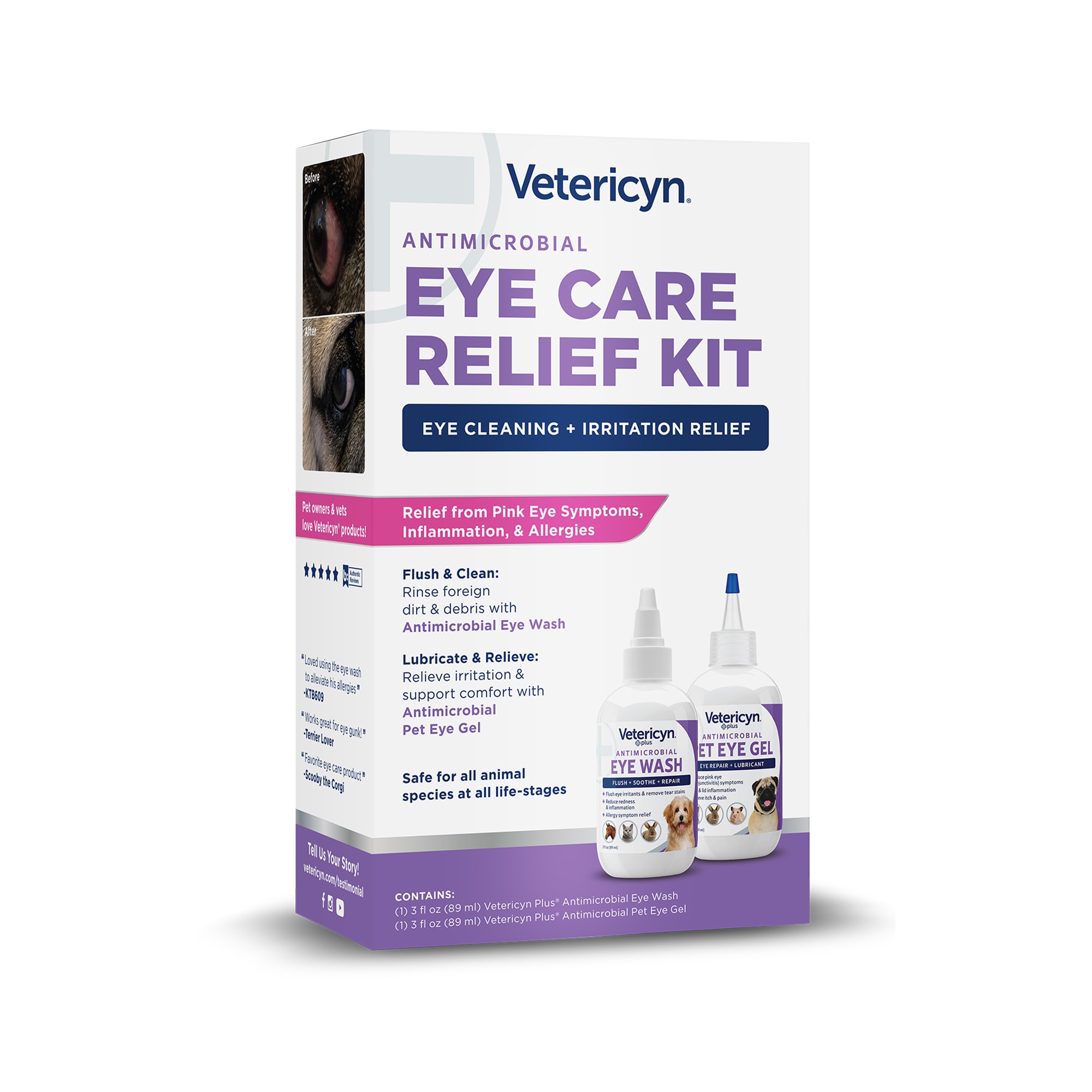 Vetericyn Eye Cleaning + Irritation Relief Antimicrobial Pet Eye Care  Relief Kit, 6 fl. oz., Pack of 2 | Petco