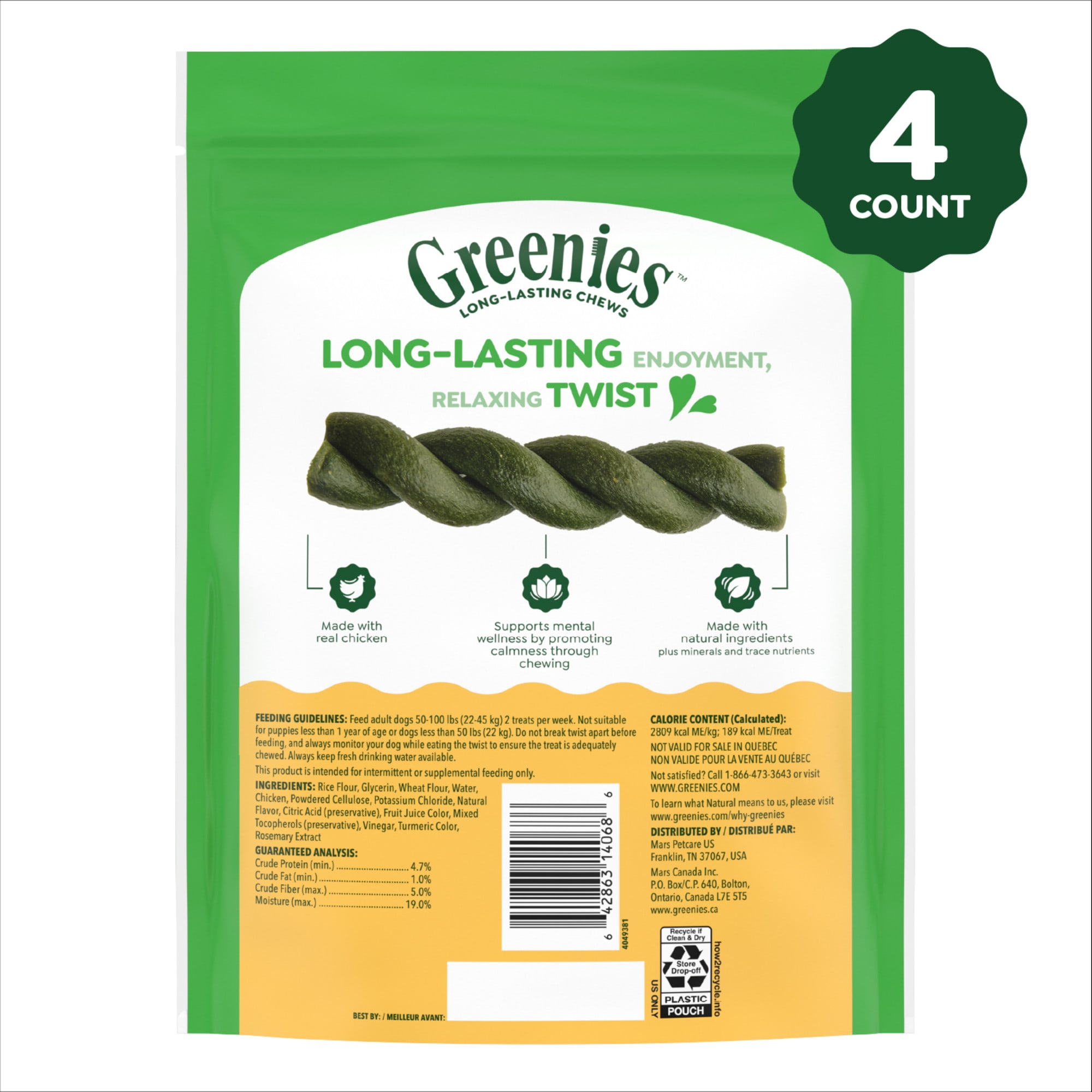 Greenies Occupy Twists Large Size Chicken Flavor Natural Dog
