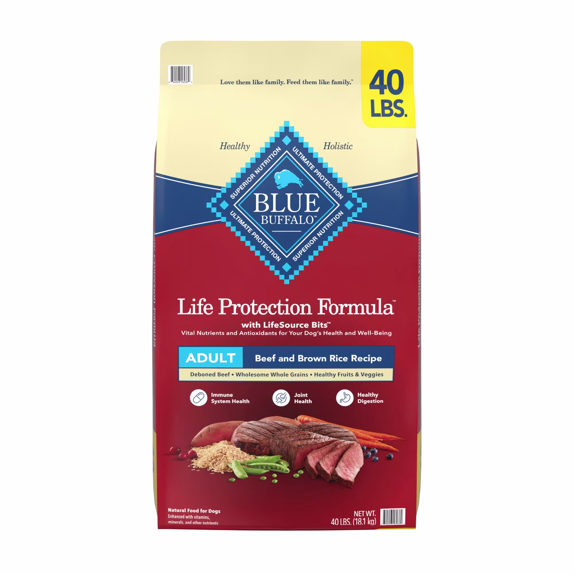 Blue Buffalo Life Protection Formula Beef & Brown Rice Natural Dry Dog Food, 40 lbs.