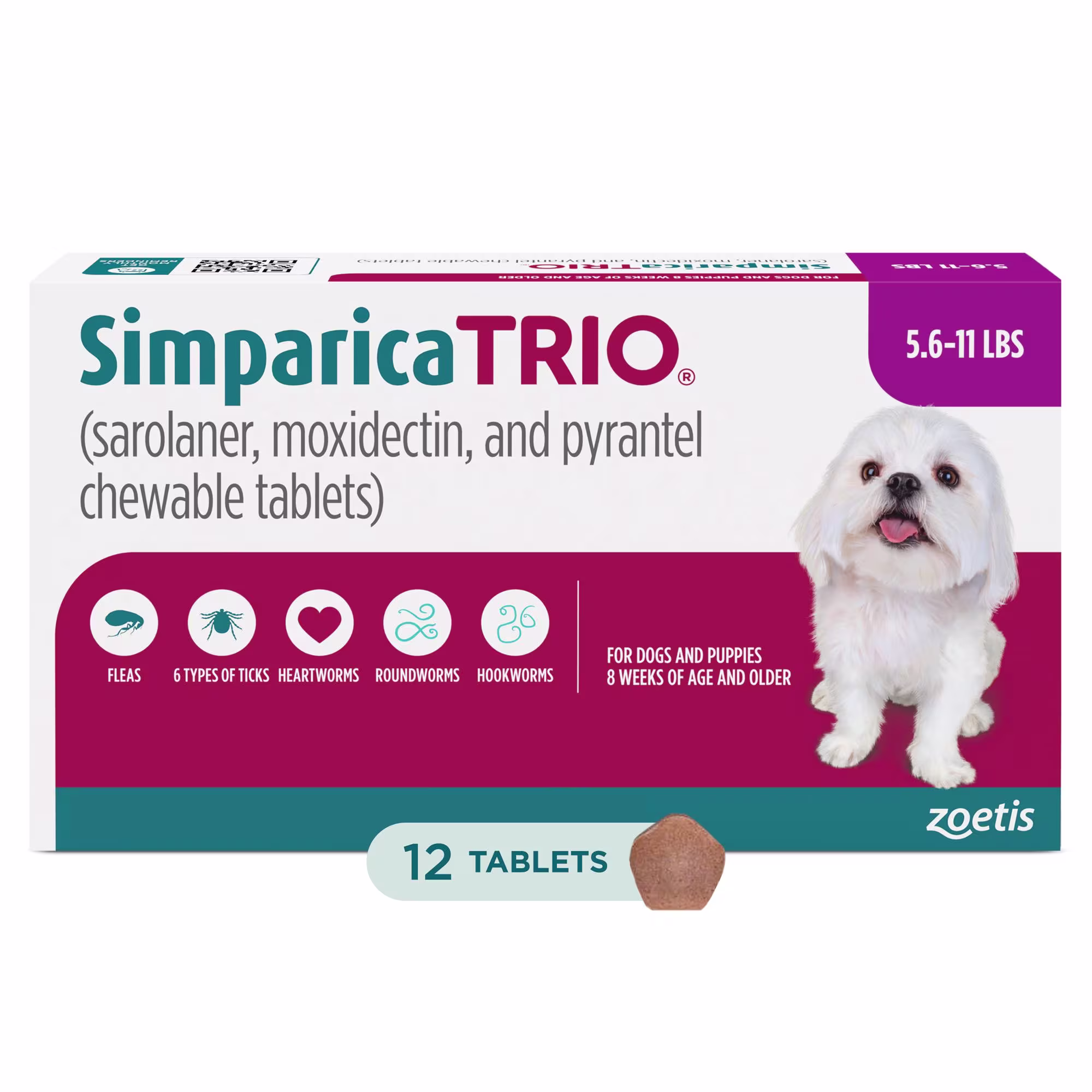 Simparica Trio for Dogs 5.6-11 lbs., 6 Month Supply