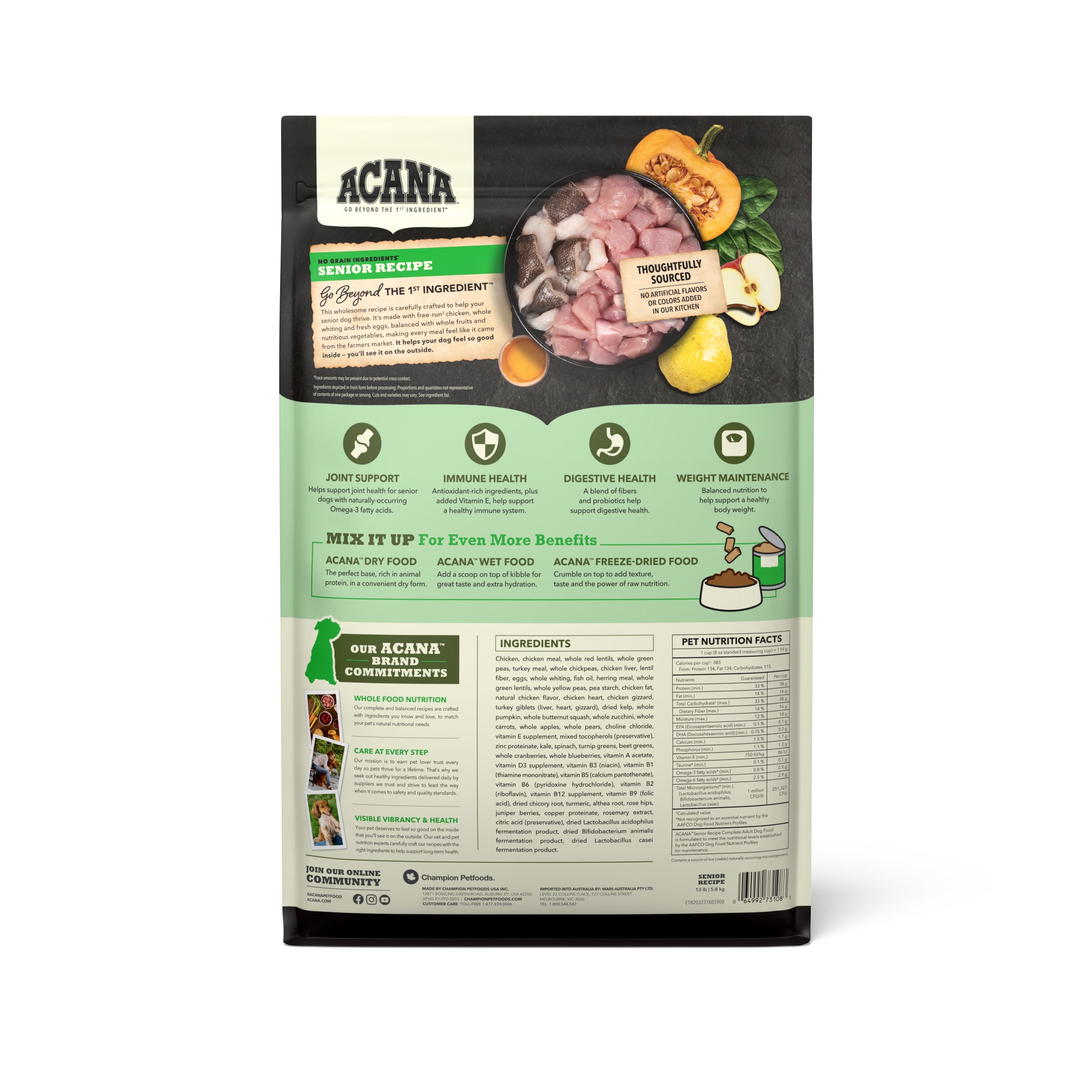 ACANA Grain Free Dry Dog Food Senior Recipe, 25 lbs. | Petco
