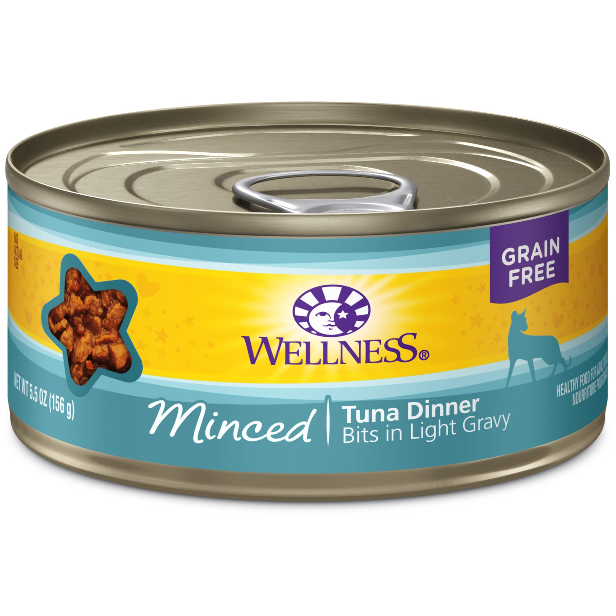 Wellness Natural Canned Grain Free Minced Tuna Dinner Wet Cat Food 5.5 oz. Case of 24